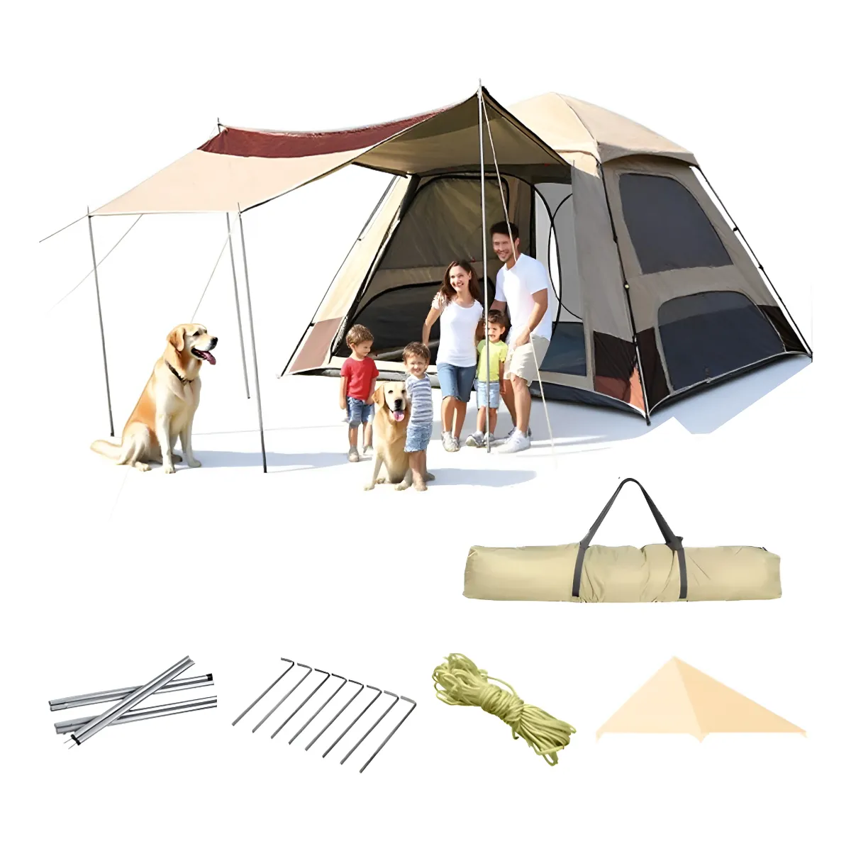 EVERSO - Carpa Instant Camping 8-10 Personas Con 2puertas Y 2ventanas