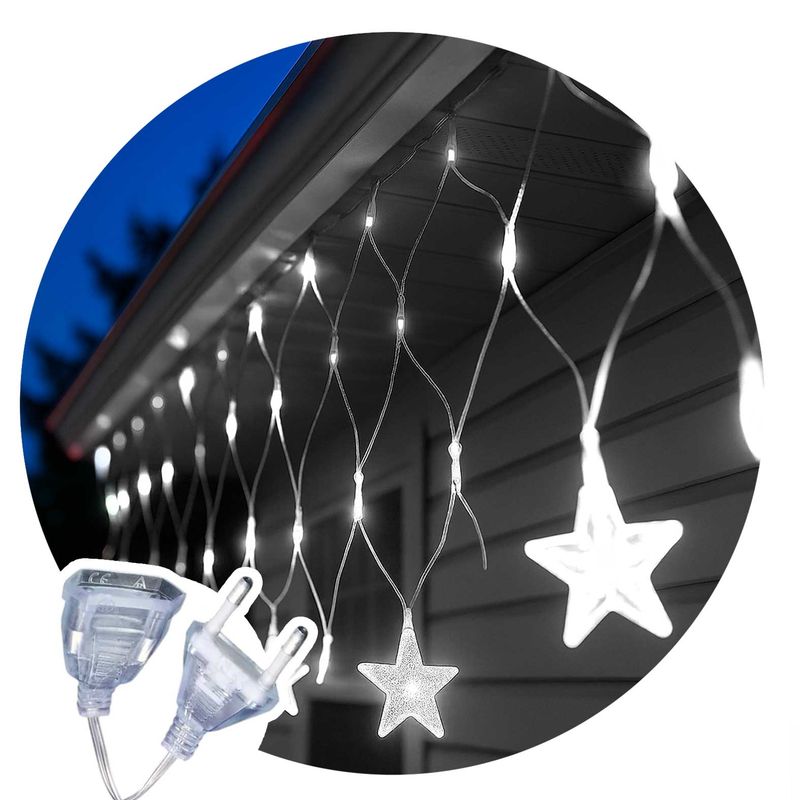 GENERICO - Cascada Malla Luces LED 80 Estrellas 3mt - Blanco 0052