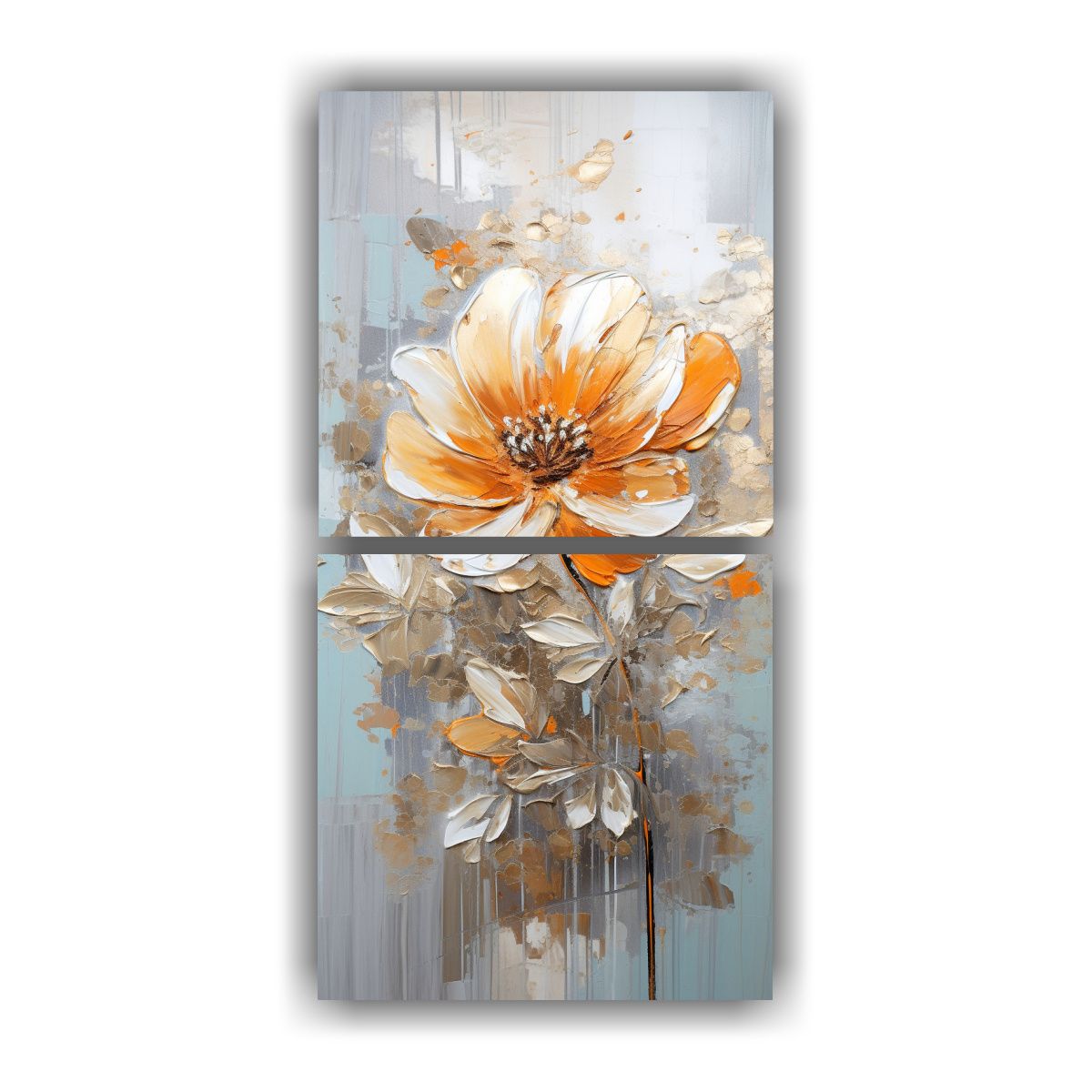GENERICO - Pintura De Flores Naranjas En Lienzo Estilo 60x120 Cm