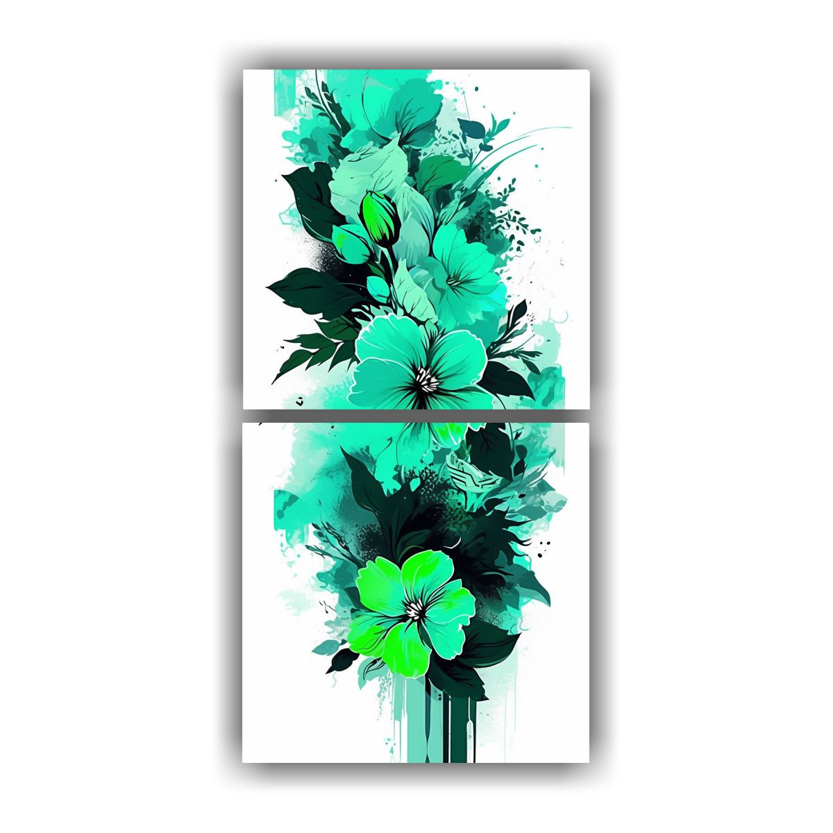 GENERICO - Paisaje Verde Y Turquesa Con Atmósfera Neonoir 40x80 Cm