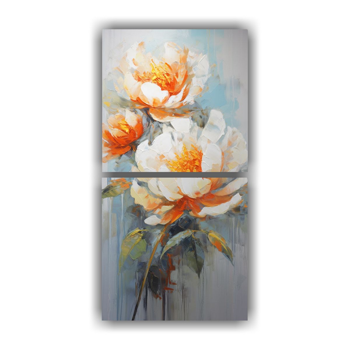 GENERICO - Pintura Al óleo En Lienzo Estilo Peonias 20x40 Cm
