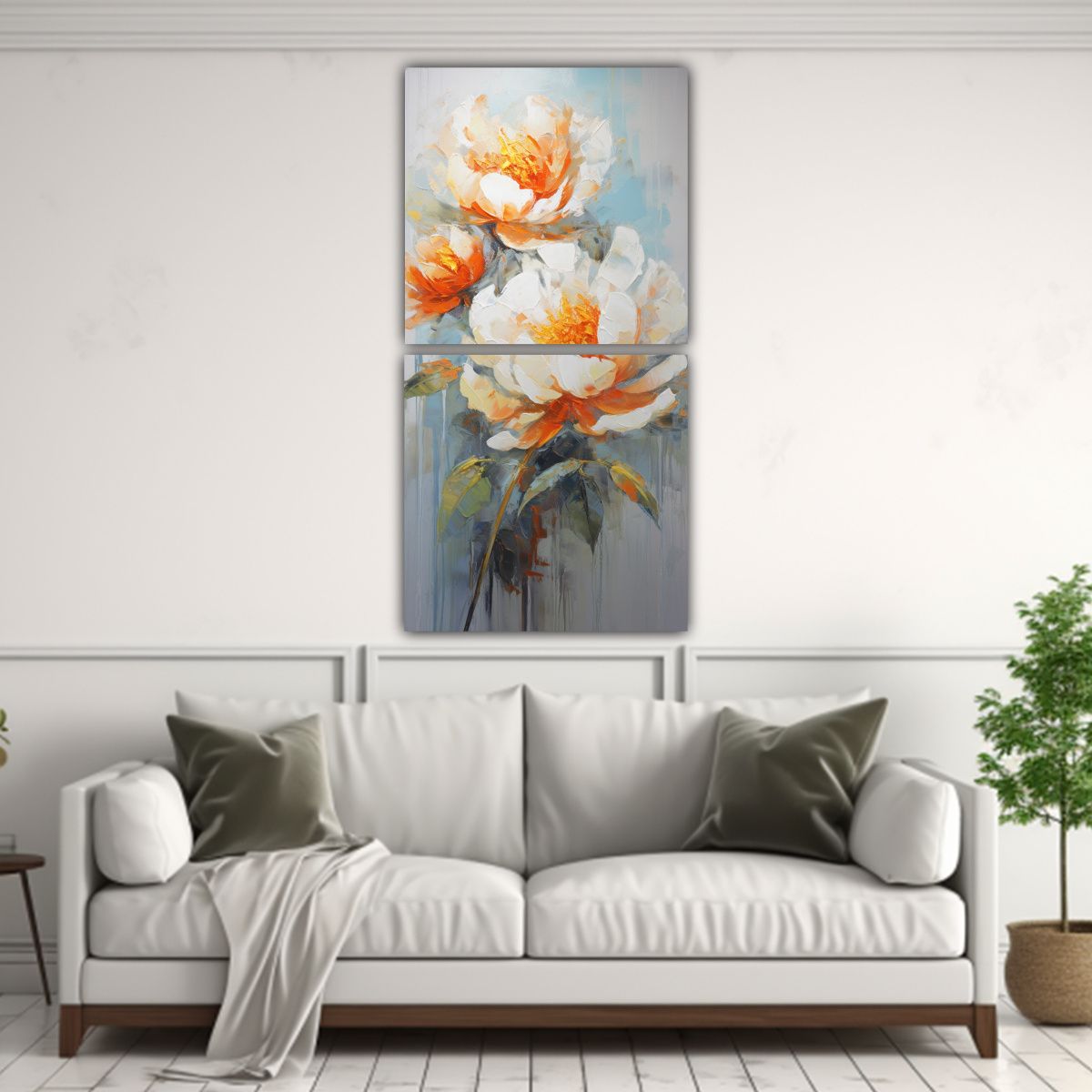 GENERICO - Pintura Al óleo En Lienzo Estilo Peonias 20x40 Cm