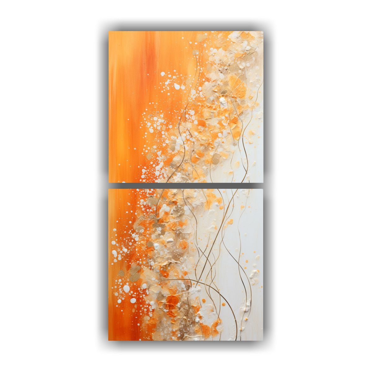 GENERICO - Diptico Decorativo En Tonos Naranja Y Plata En El 40x80 Cm