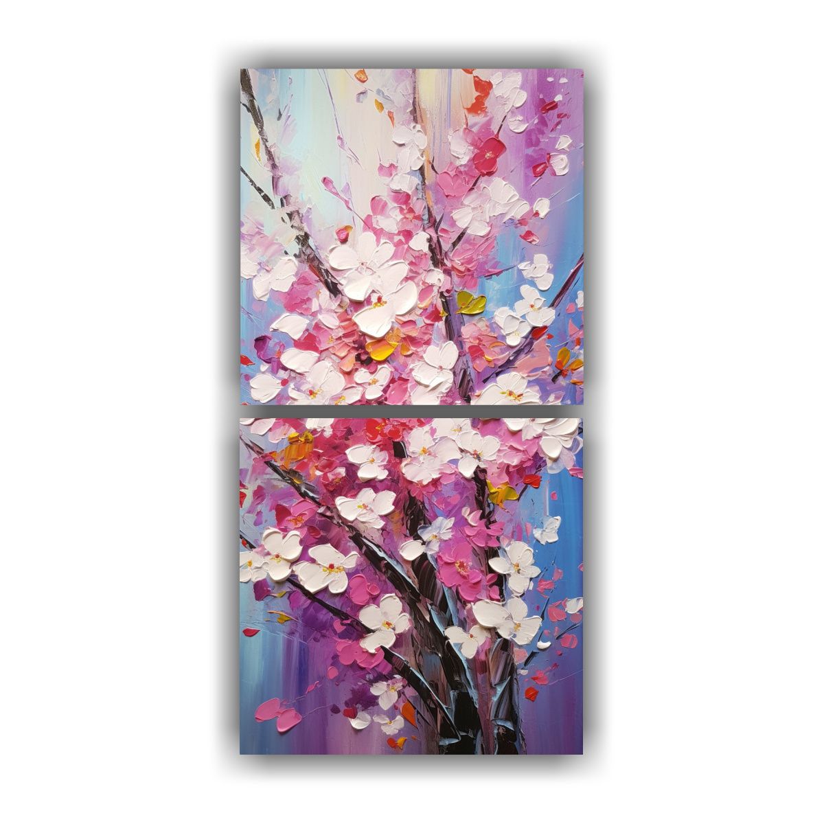 GENERICO - Pintura Espectacular Urbana De Cerezos En Flor En 30x60 Cm