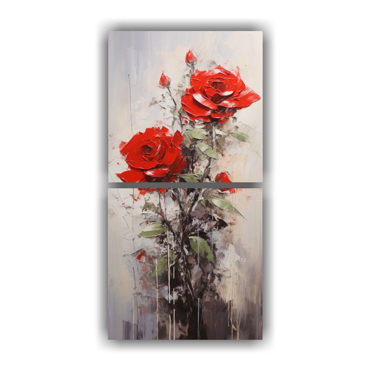 GENERICO - Pintura En Lienzo De Forma Fantasia Con Rosas 30x60 Cm