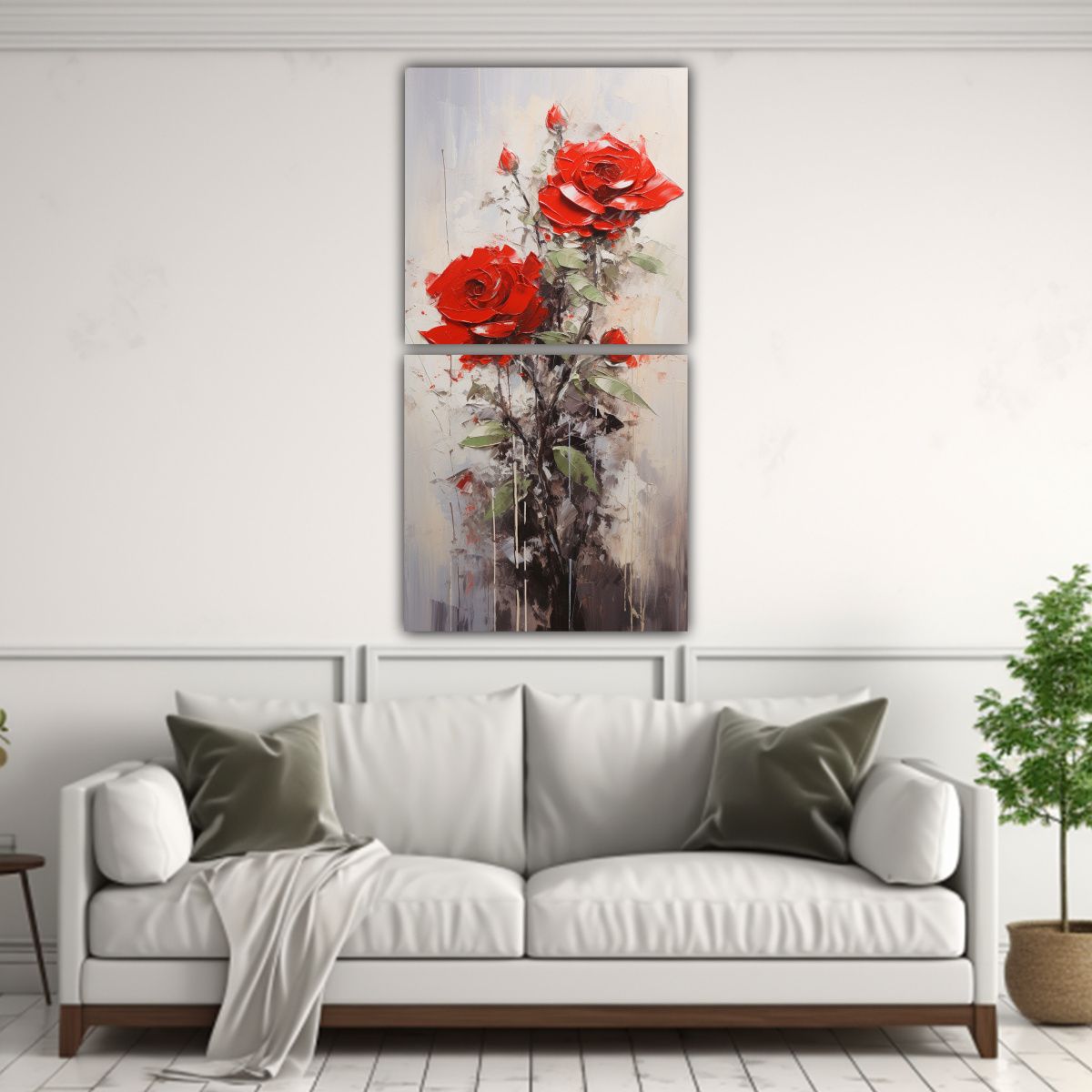 GENERICO - Pintura En Lienzo De Forma Fantasia Con Rosas 30x60 Cm