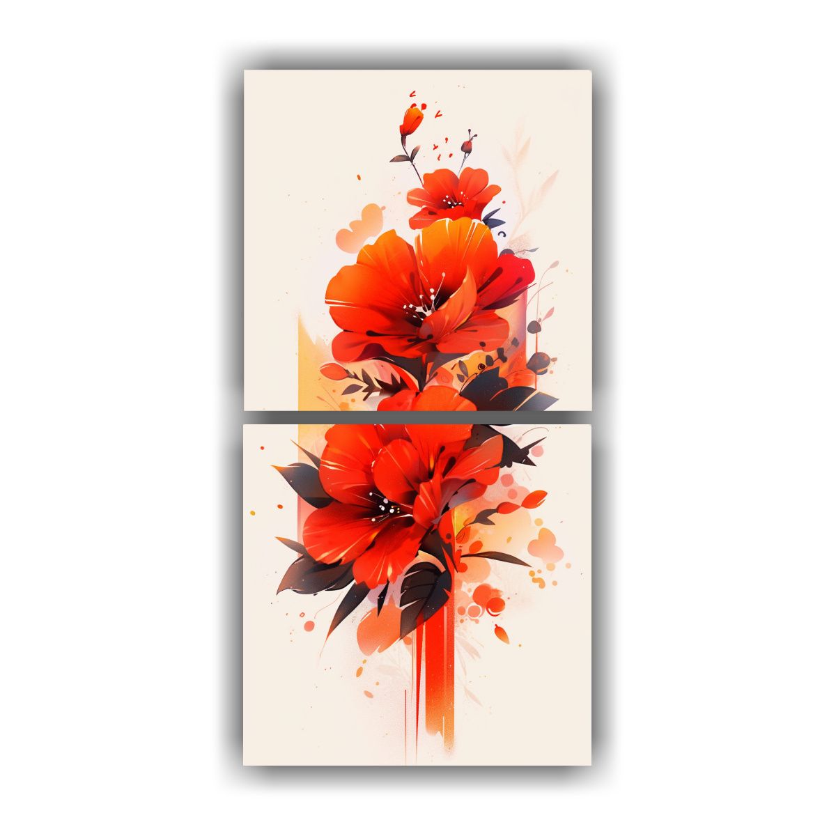 GENERICO - Cuadro Dibujo Neonoir Atmosfera Roja Y Naranja 40x80 Cm