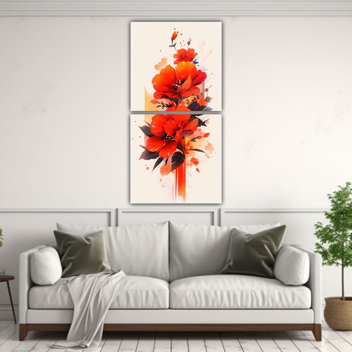 GENERICO - Cuadro Dibujo Neonoir Atmosfera Roja Y Naranja 40x80 Cm