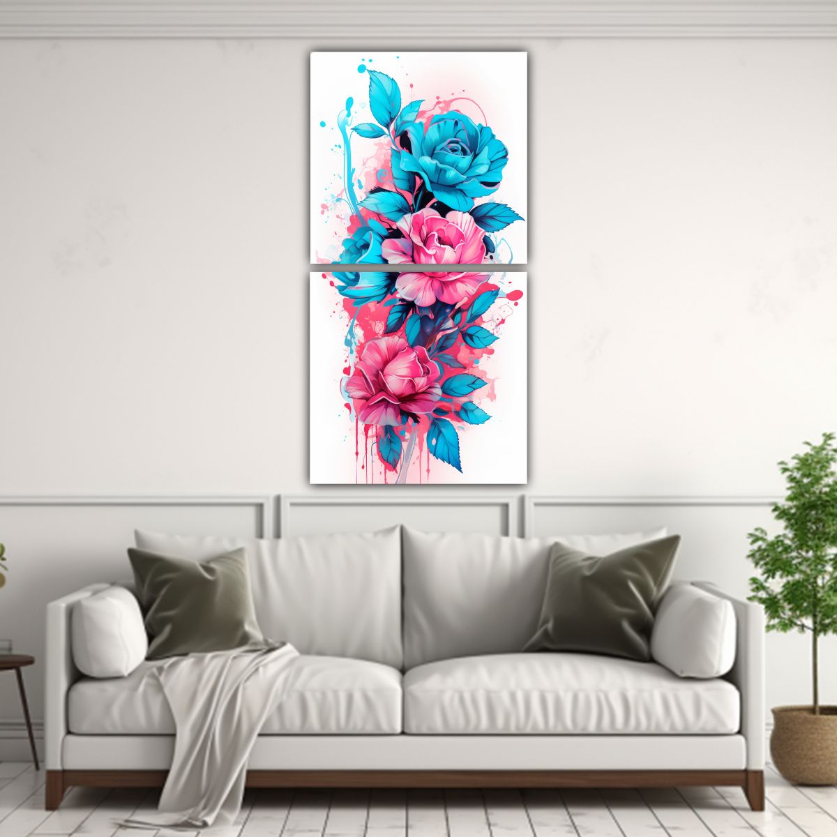 GENERICO - Pinturas De Estilo Neonoir En Tonos Turquesa Y 50x100 Cm