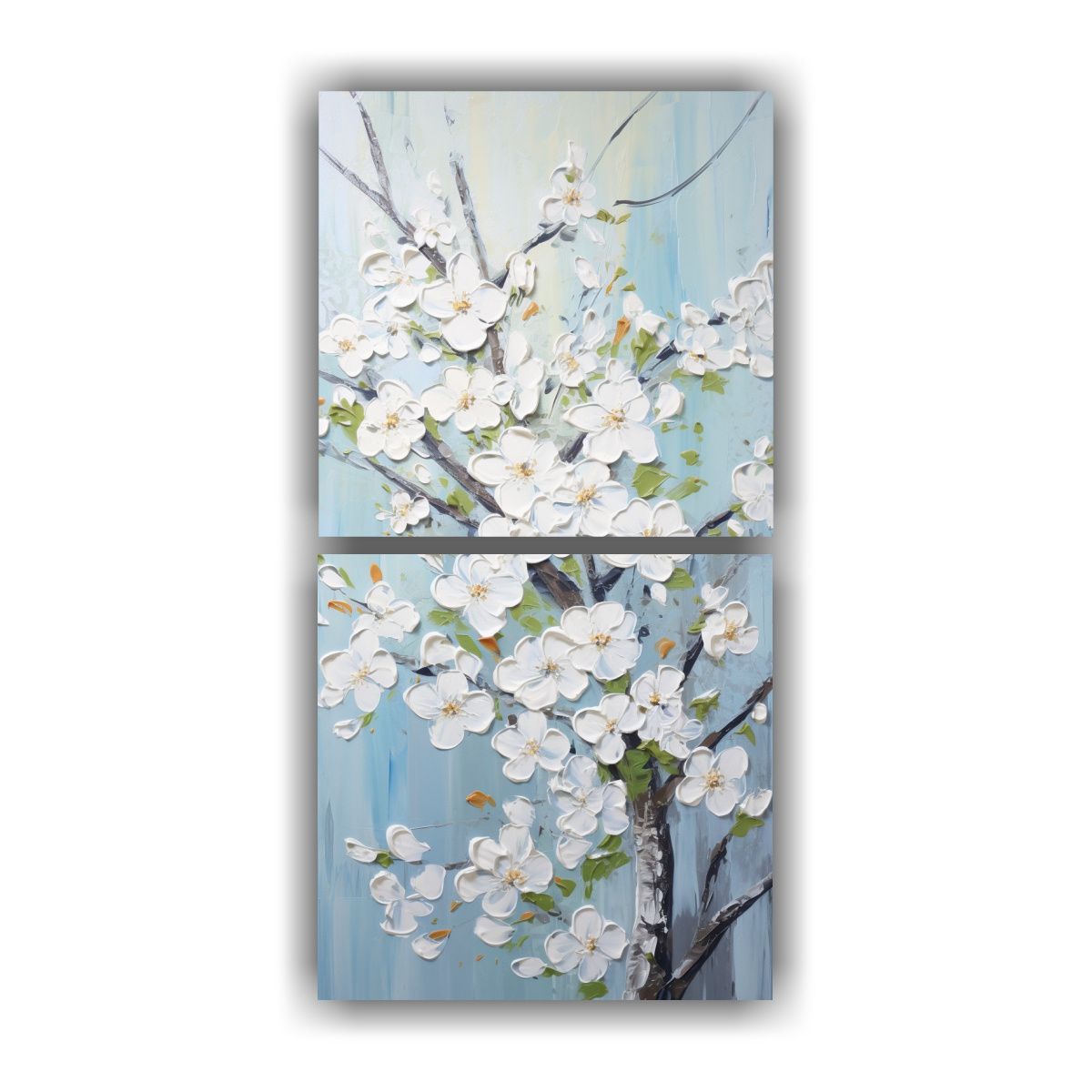GENERICO - Pintura En Lienzo De Flores De Cerezo Blancas En 20x40 Cm
