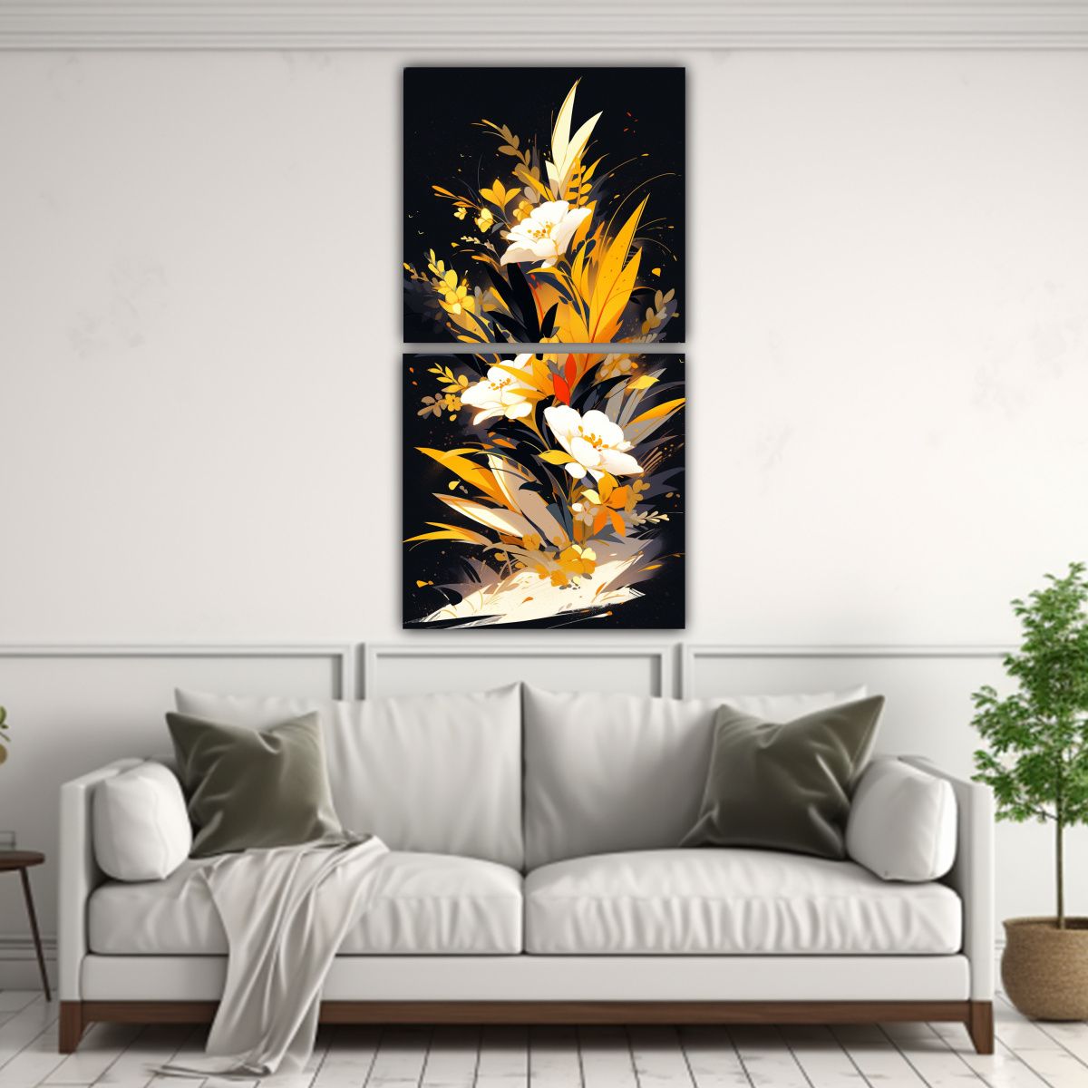 GENERICO - Cuadros Insp Mural Amarillo Y Negro Para 60x120 Cm
