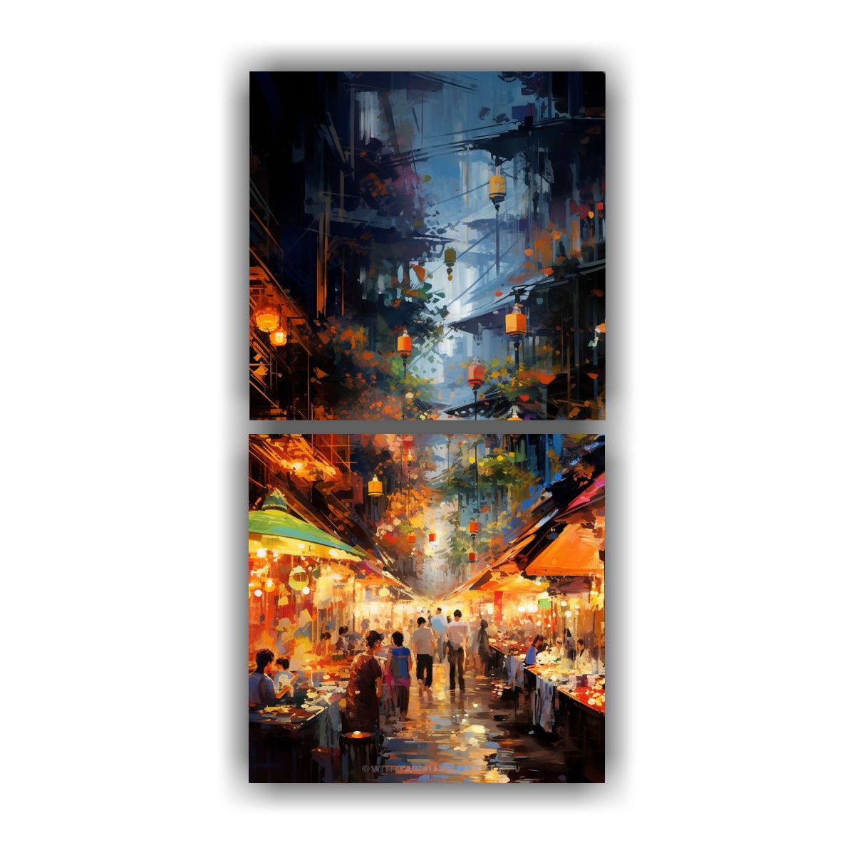 GENERICO - Paisajes Nocturnos De Un Bullicioso Mercado 20x40 Cm