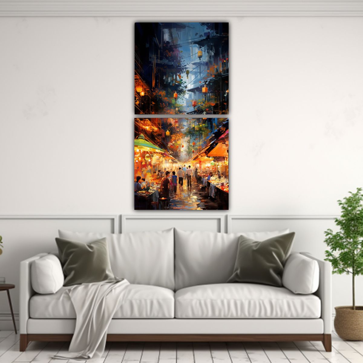 GENERICO - Paisajes Nocturnos De Un Bullicioso Mercado 20x40 Cm