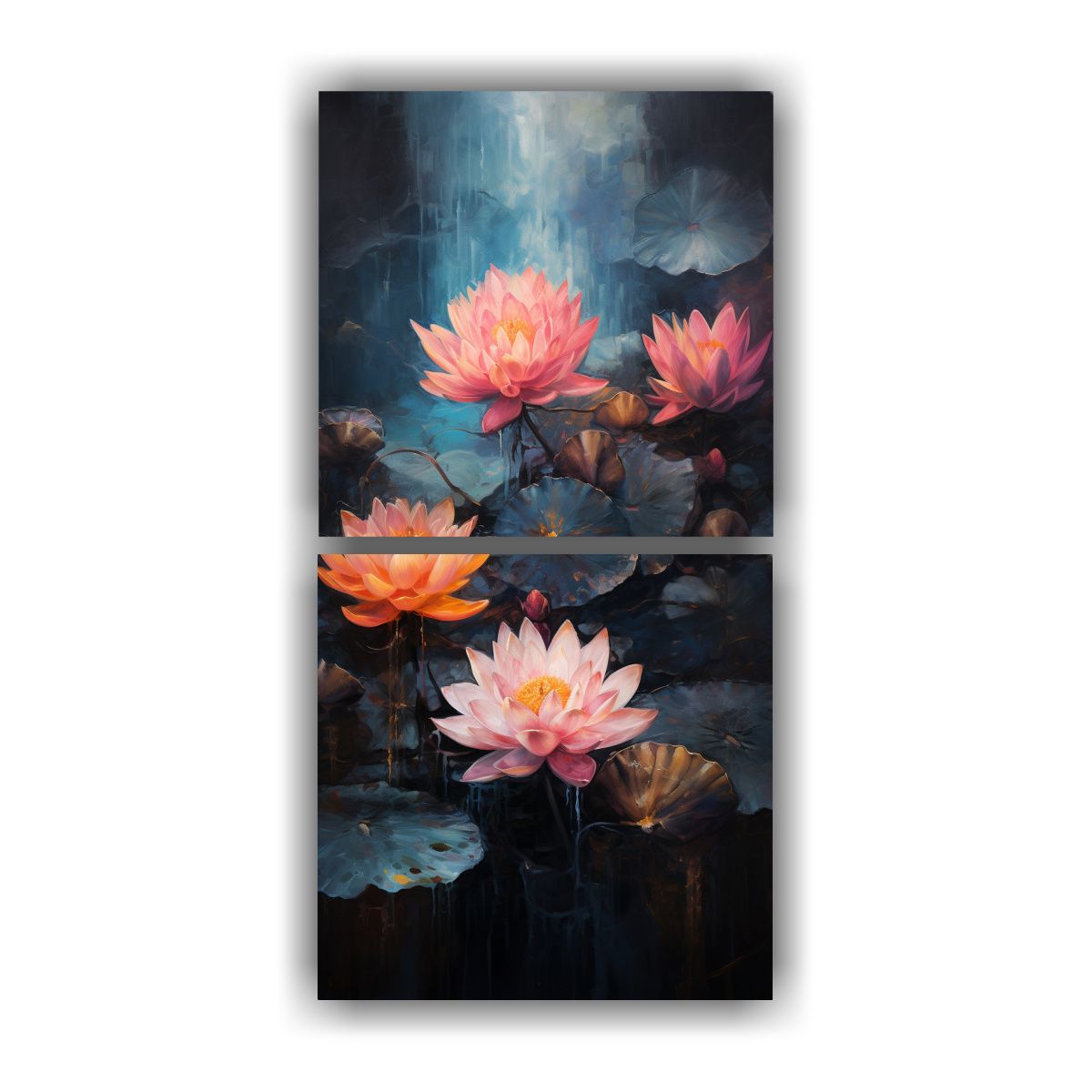 GENERICO - Pintura Decorativa Loto Negro En Lienzo Al Estilo 40x80 Cm