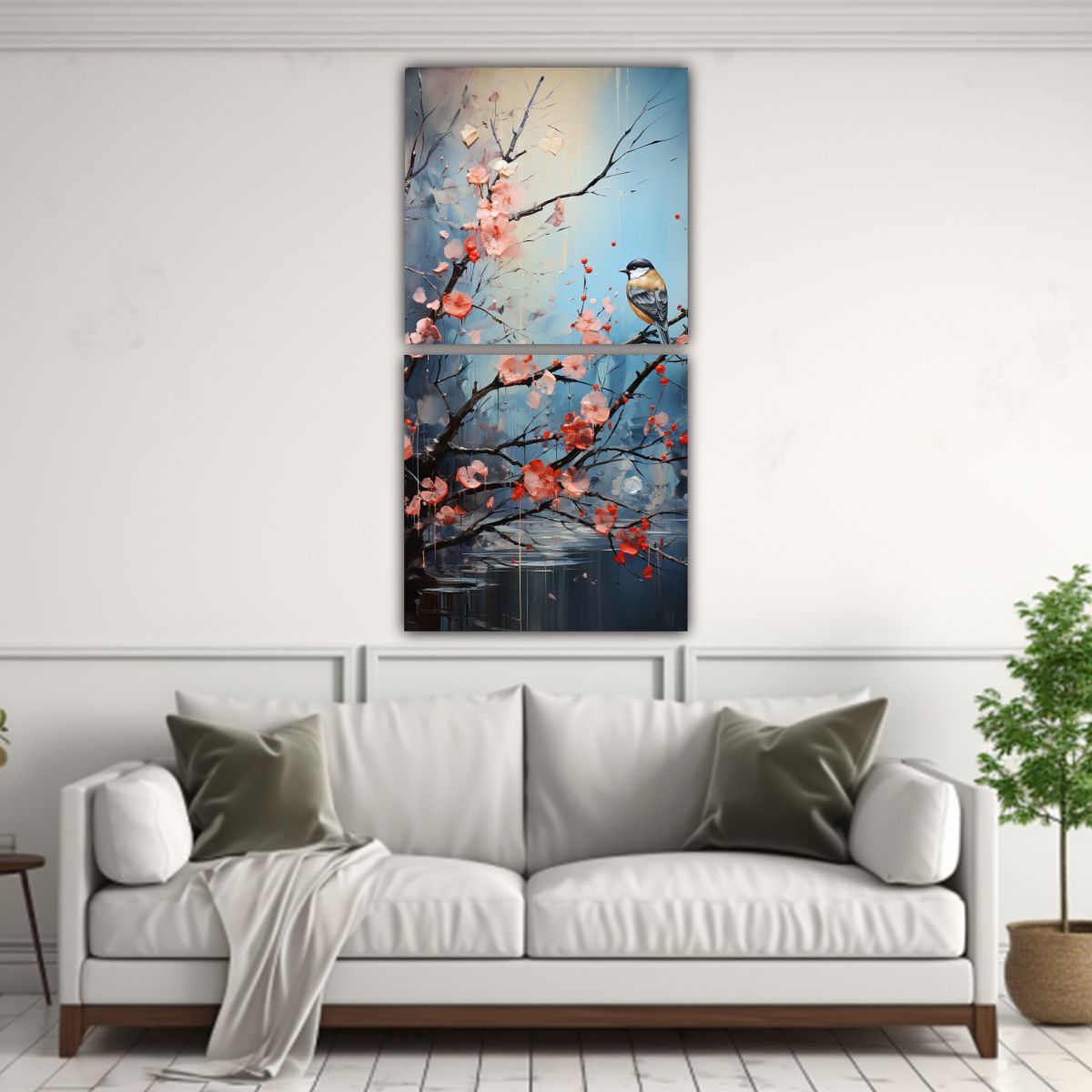 GENERICO - Pintura Abstracta Díptico Vertical Unica De 40x80 Cm