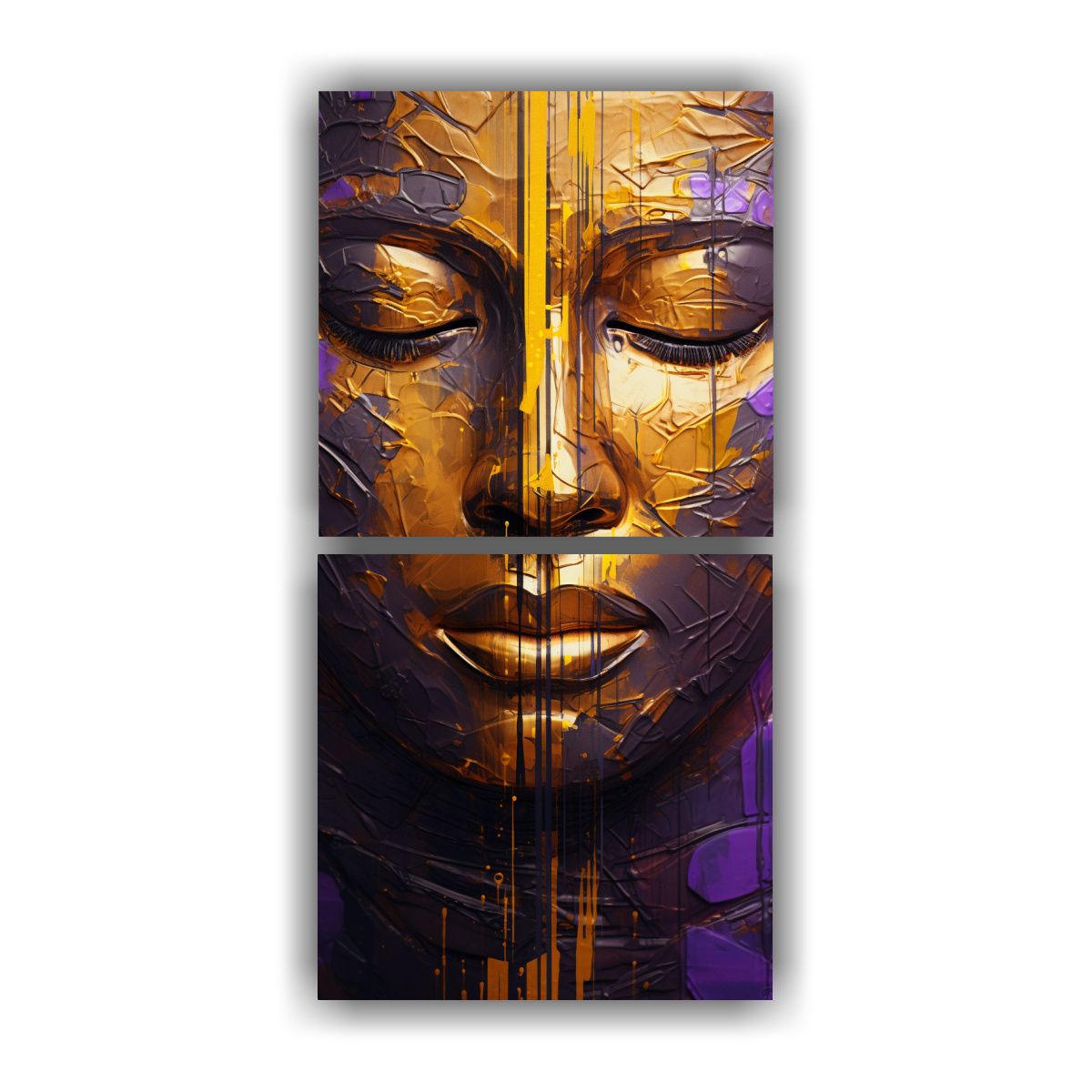 GENERICO - Pinturas Abstractas De Oro Y Púrpura Estilo Oil 20x40 Cm