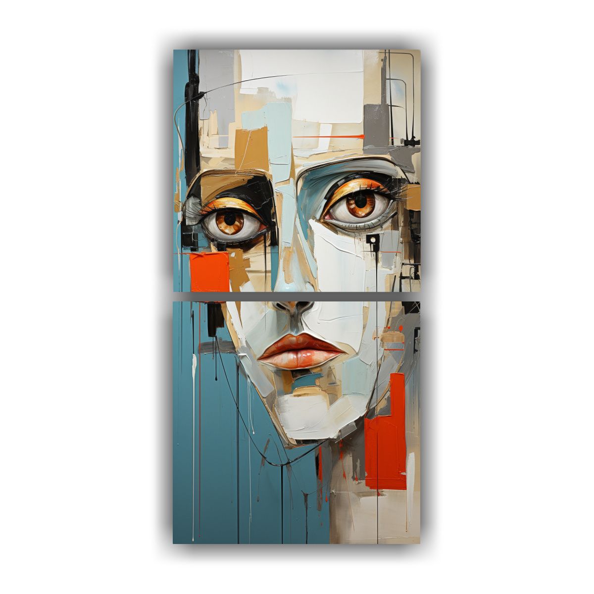 GENERICO - Cuadros Abstractos De Líneas Finas Con Rostro De 60x120 Cm