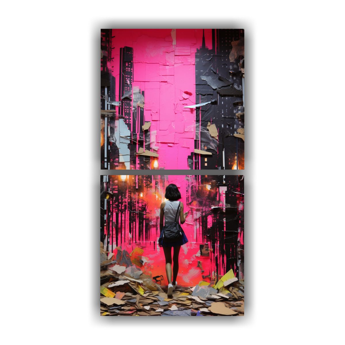 GENERICO - Arte Grafico Lienzos Acuarela Collage Art Torn 40x80 Cm