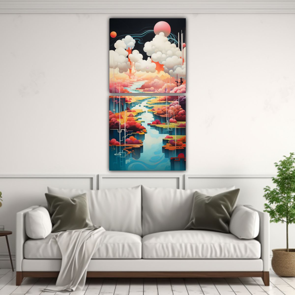 GENERICO - Pinturas Decorativas Díptico Tonos Alegre 20x40 Cm