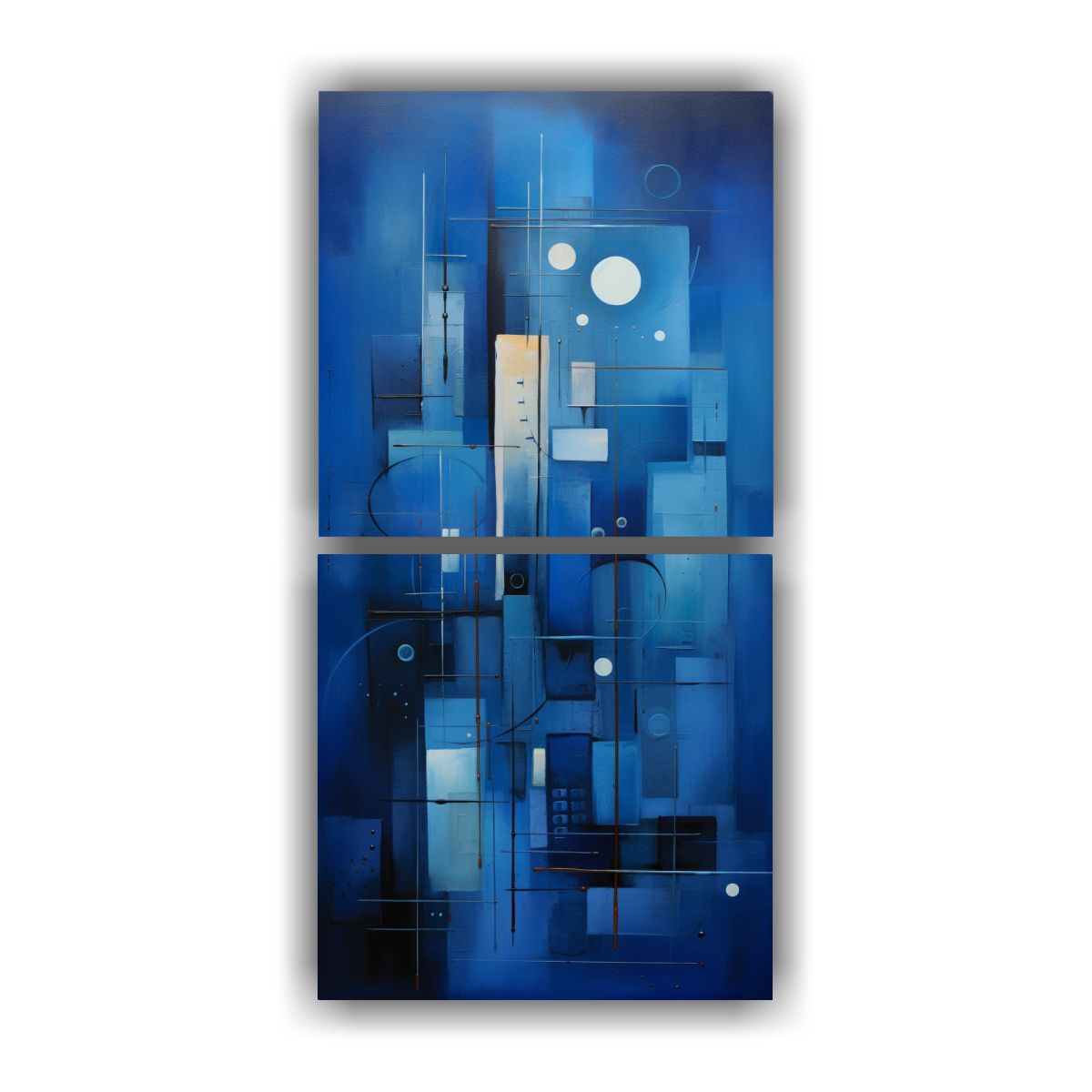 GENERICO - Cuadros Abstractos Minimalistas Tonos Azules En 20x40 Cm