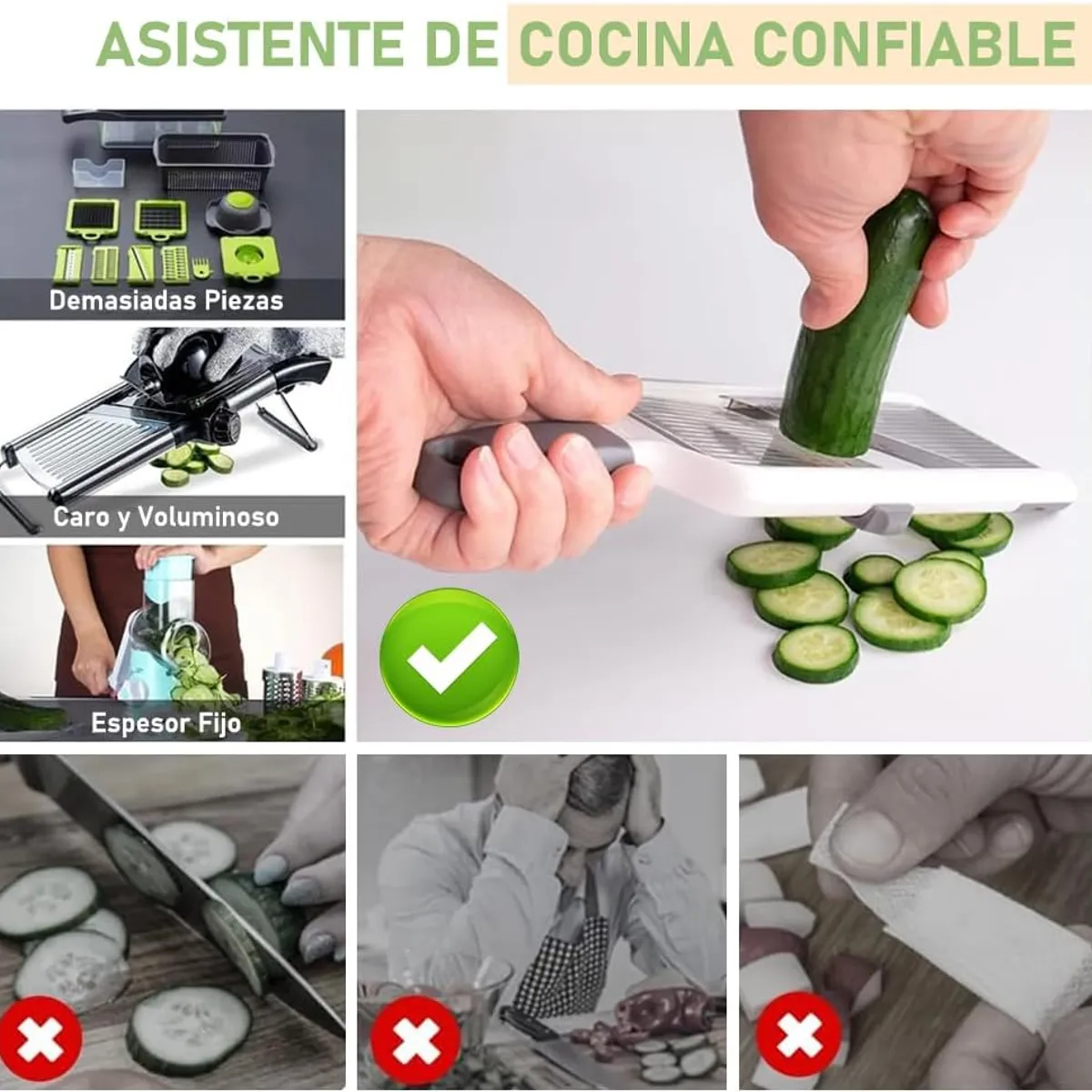 EVERSO - Cortador De Hortalizas Con Mandolina Segura Para Cocina