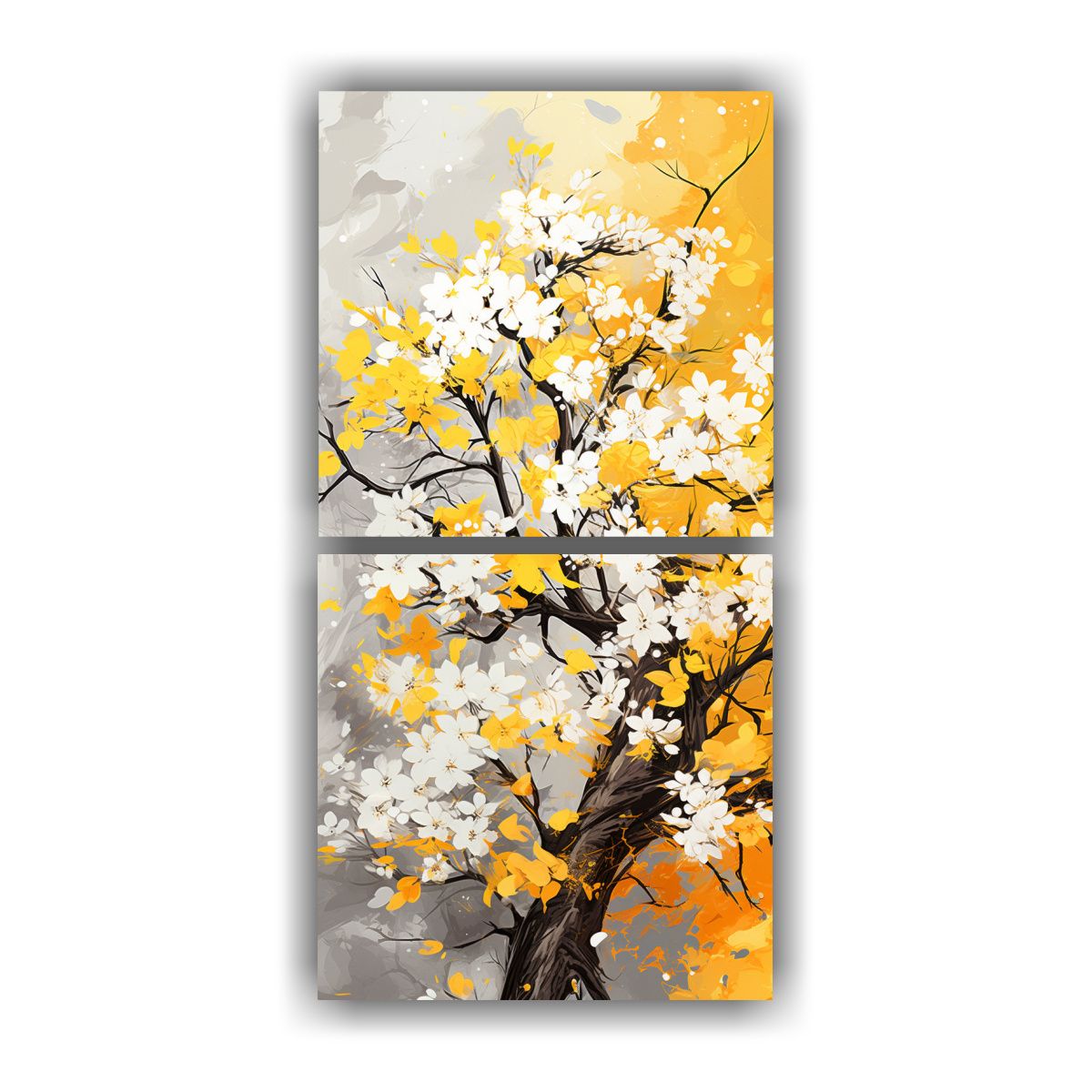 GENERICO - Set 2 Lienzos Tela Cuadro Belleza Árbol Arbutus 20x40 Cm