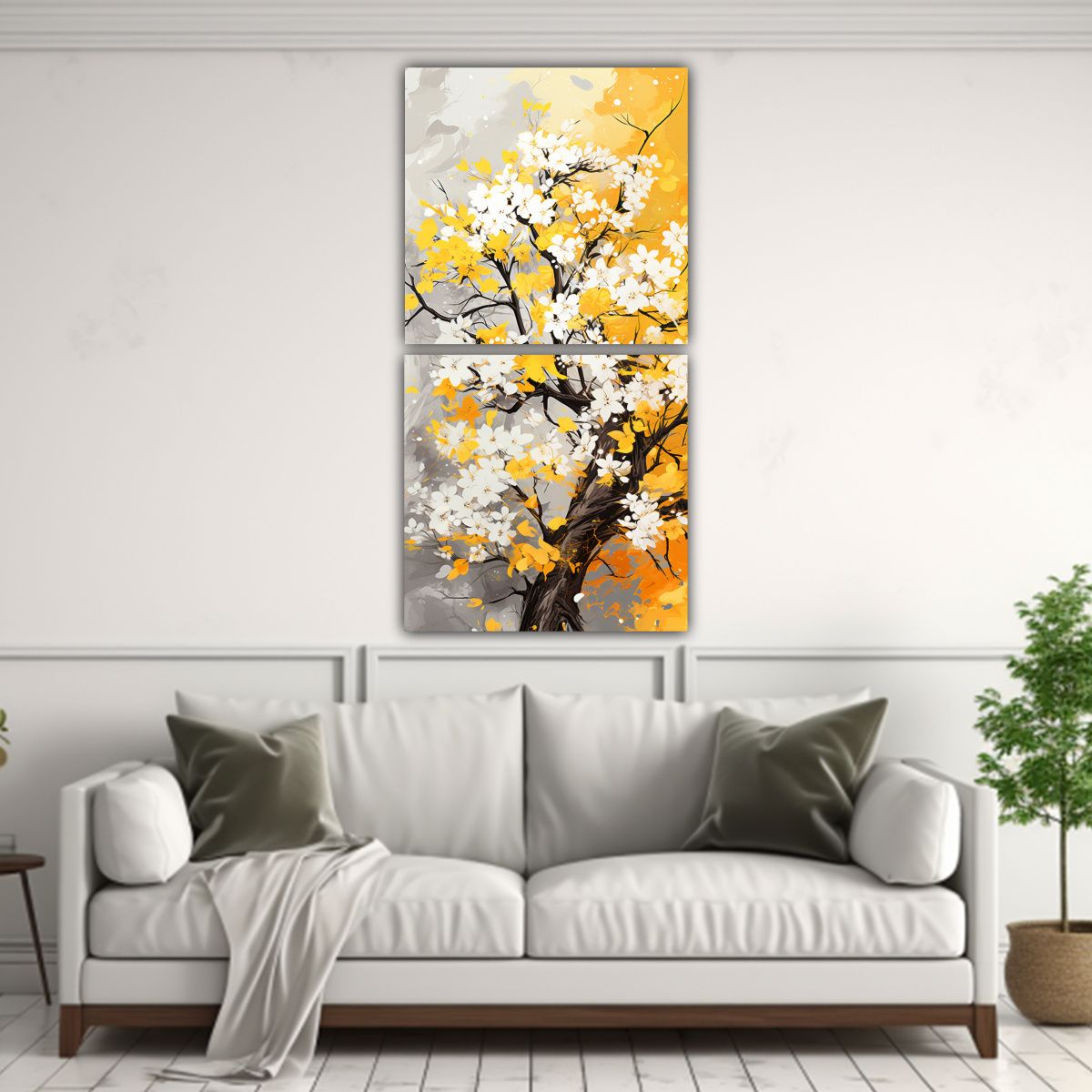 GENERICO - Set 2 Lienzos Tela Cuadro Belleza Árbol Arbutus 20x40 Cm