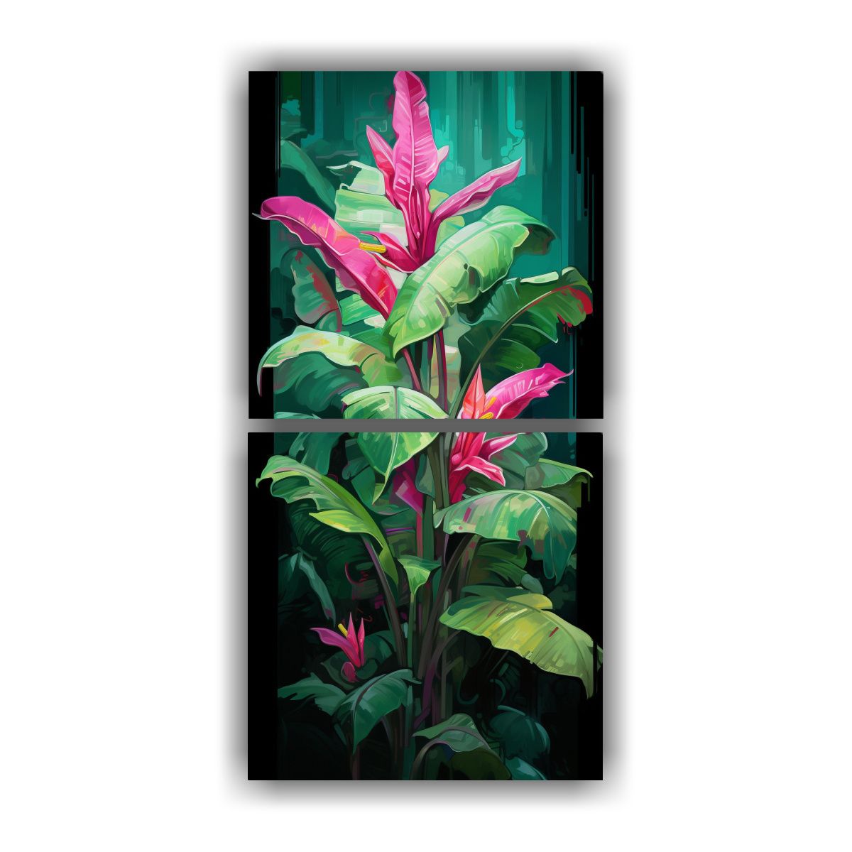 GENERICO - Dos Telas En Bastidor Abstracción Estilo A 20x40 Cm