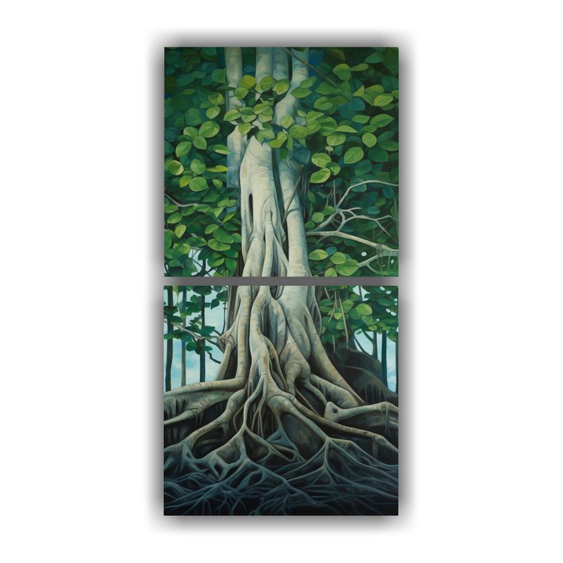 GENERICO - Pintura Abstracta De Banyan Tree En Estilo De 20x40 Cm
