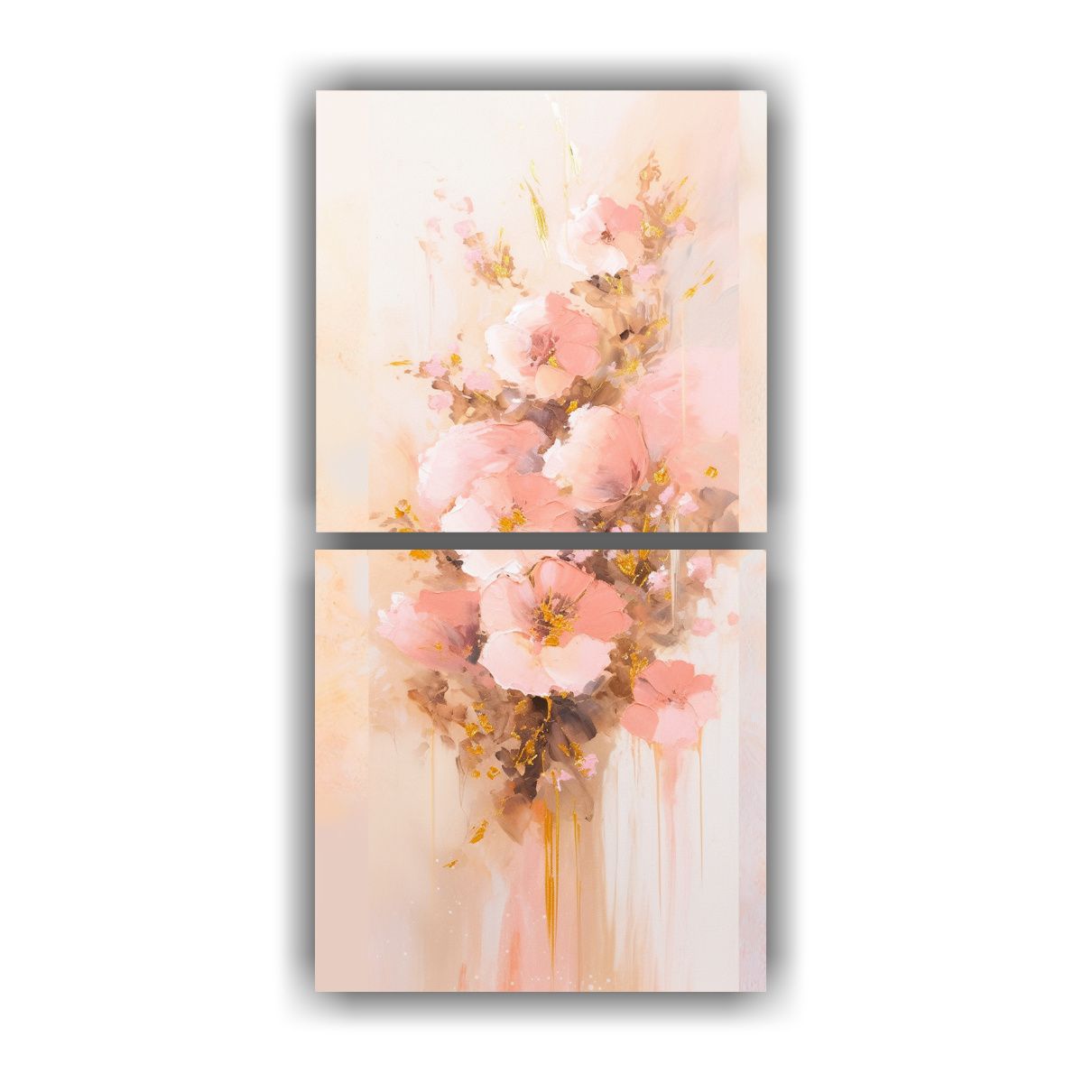 GENERICO - Pintura En Lienzo De Flores En Colores Dorado Y 30x60 Cm