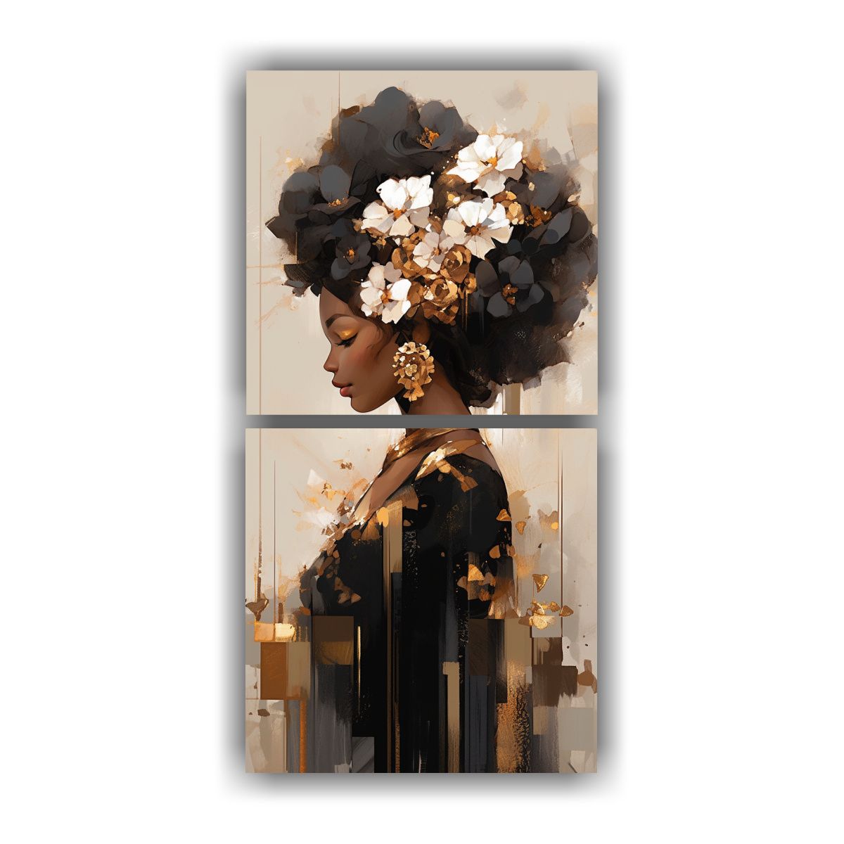 GENERICO - Pintura De Flores En Lienzo Intenso A Dorado Y 30x60 Cm