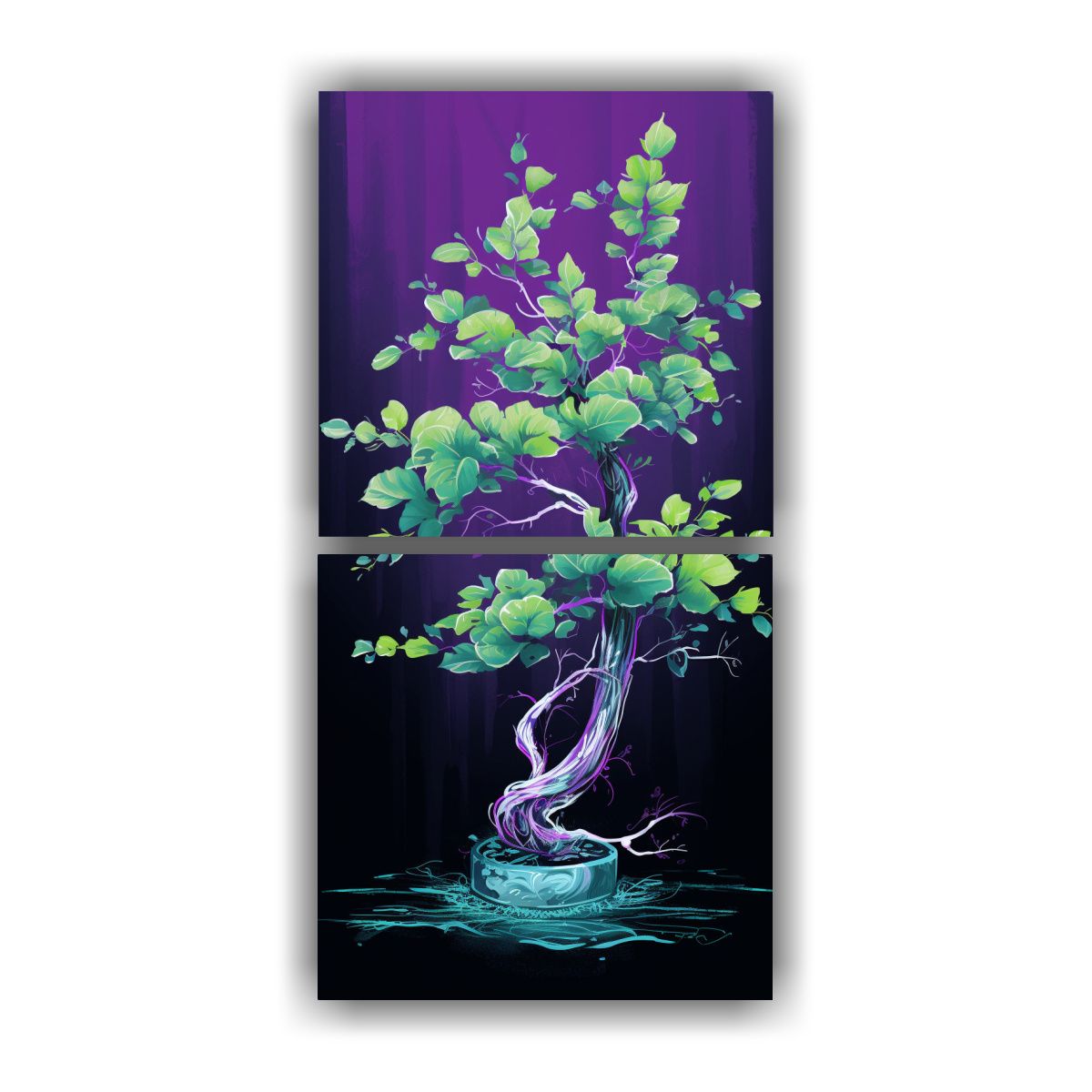 GENERICO - Cuadro Decorativo Con árbol Bonsái De Abedul En 20x40 Cm