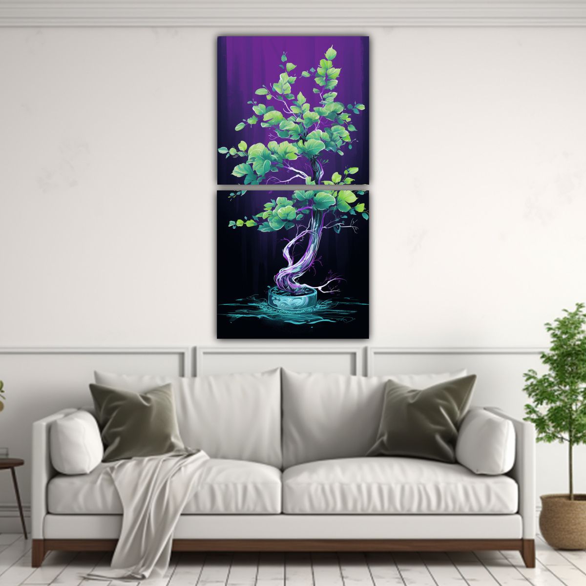 GENERICO - Cuadro Decorativo Con árbol Bonsái De Abedul En 20x40 Cm