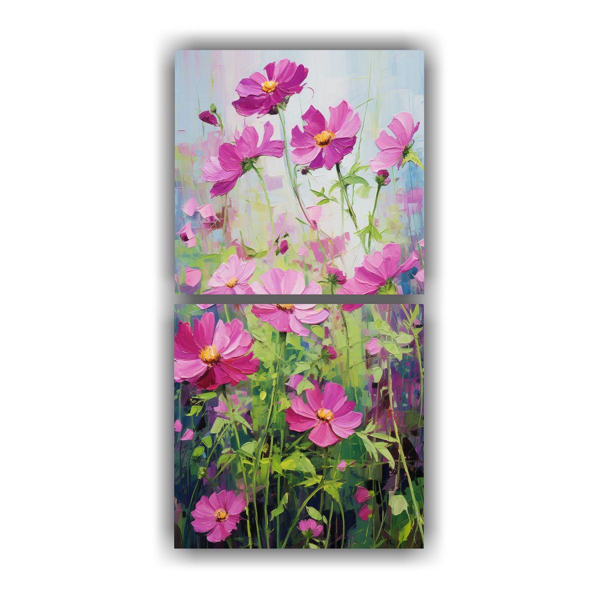 GENERICO - Pintura En Lienzo De Flores En Colores Verde Y 20x40 Cm