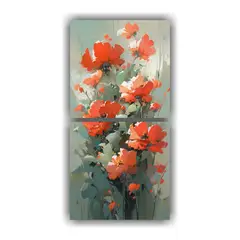 GENERICO - Pintura En Lienzo De Flores En Colores Verde Y 20x40 Cm