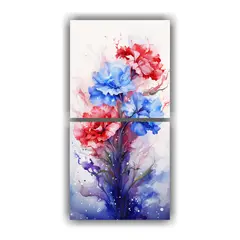 GENERICO - Cuadros Abstractos De Flores Rojas Y Azules Para 20x40 Cm