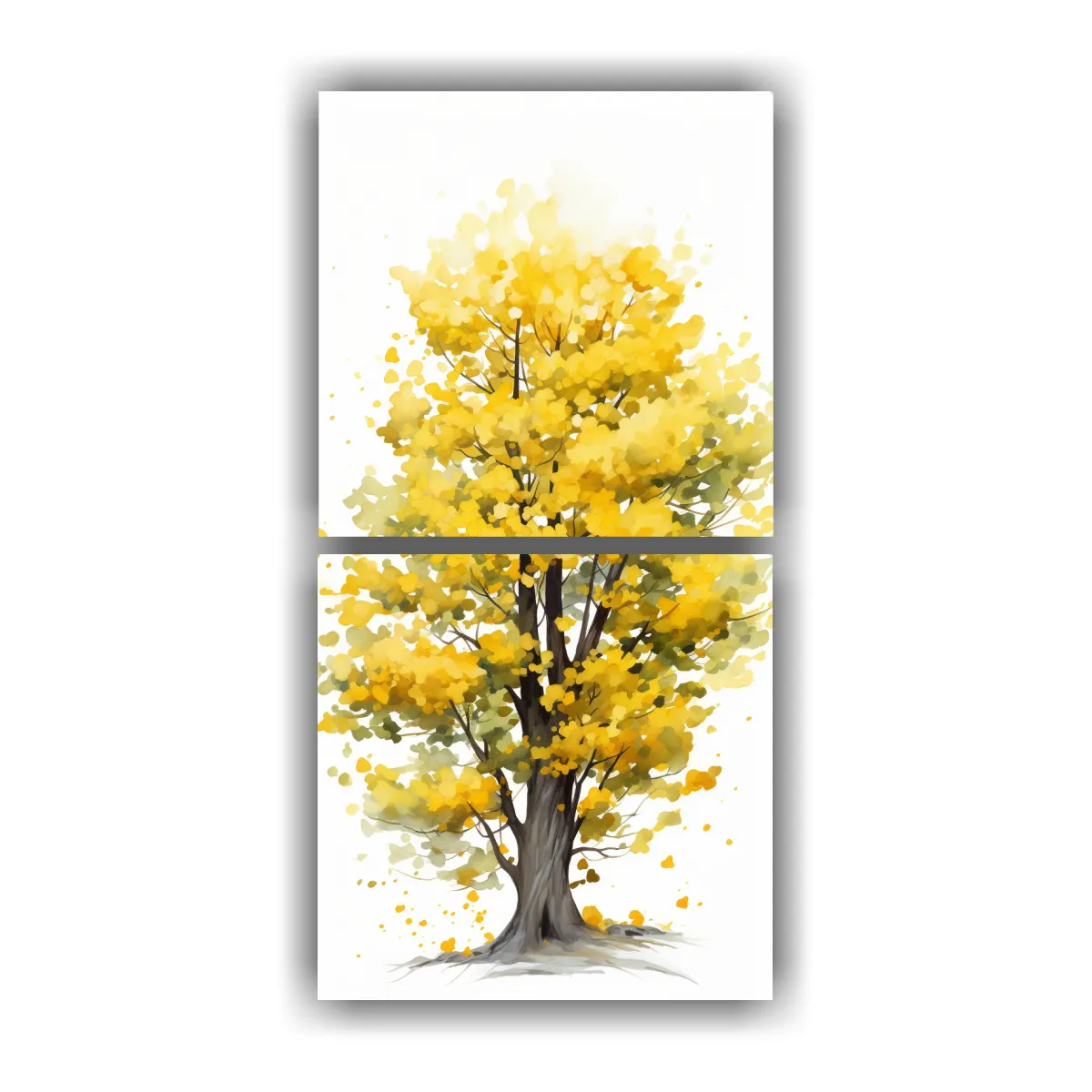 GENERICO - Pintura Abstracta Amarilla Y Blanca De Un árbol 60x120 Cm