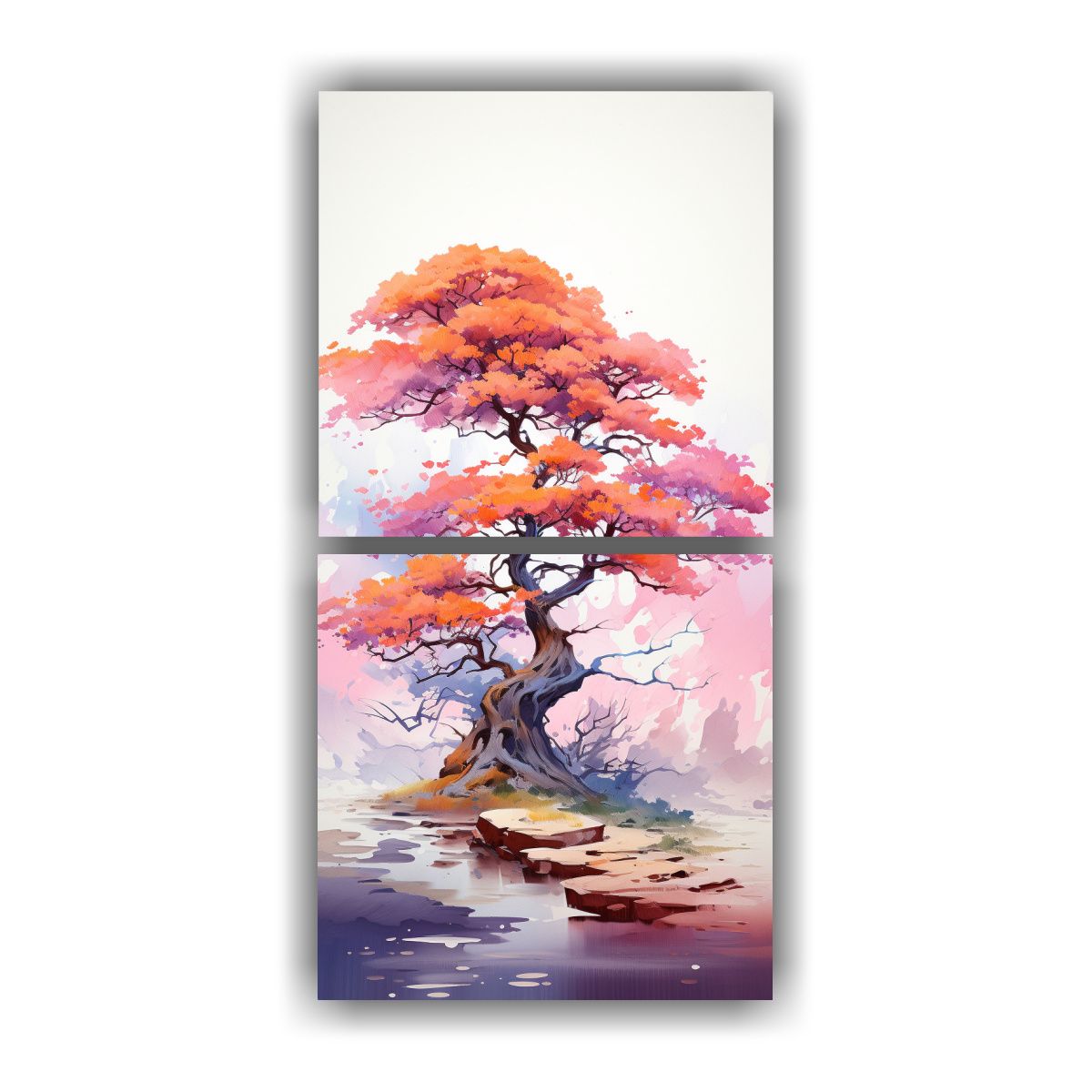 GENERICO - Pinturas Abstractas En Lienzo Tema Árbol De 20x40 Cm