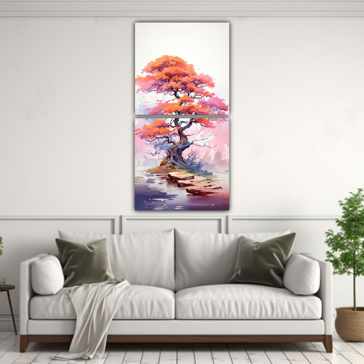 GENERICO - Pinturas Abstractas En Lienzo Tema Árbol De 20x40 Cm