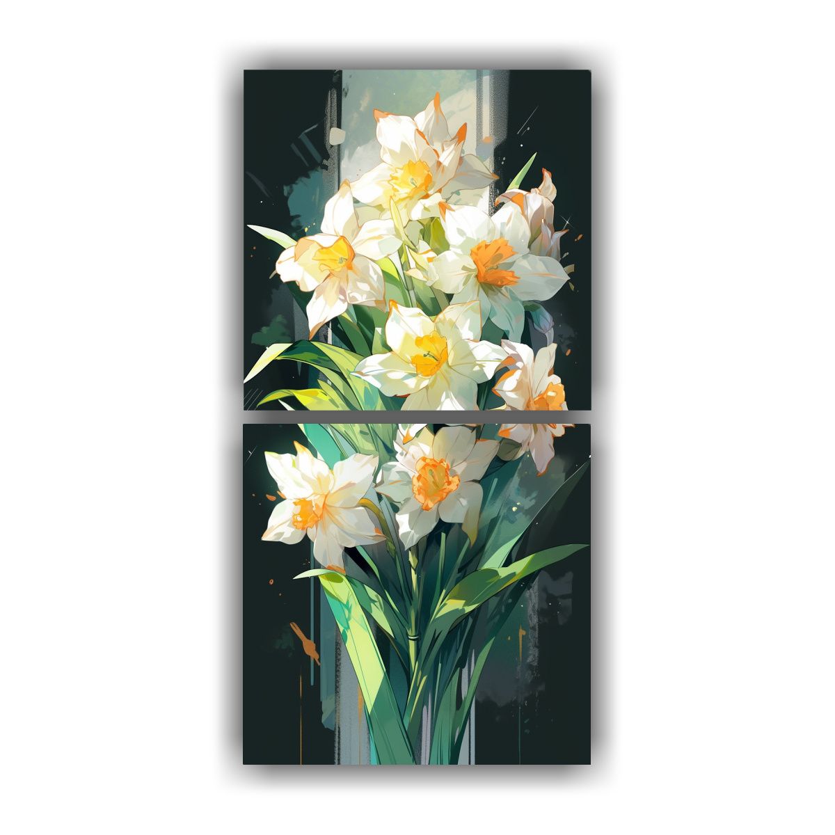 GENERICO - Dos Cuadros Decoración Para Cocina Con Flores 40x80 Cm