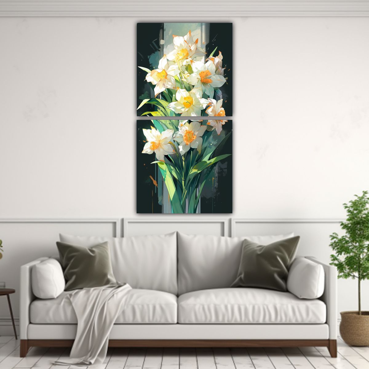 GENERICO - Dos Cuadros Decoración Para Cocina Con Flores 40x80 Cm