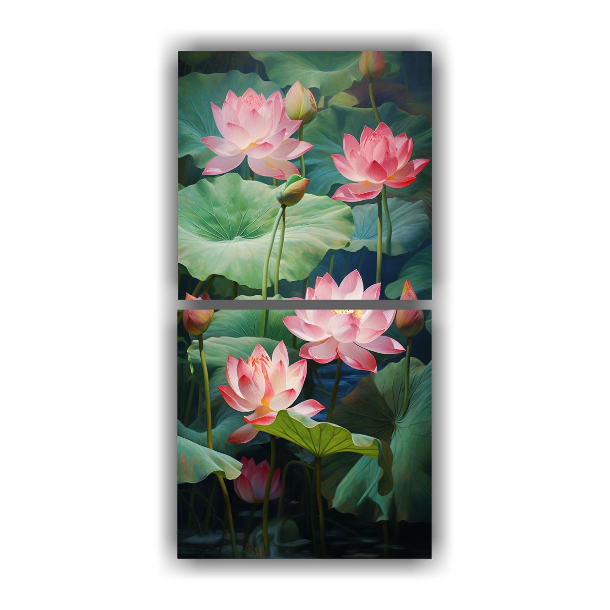 GENERICO - Pintura Abstracta De Flores De Loto En Tela 20x40 Cm
