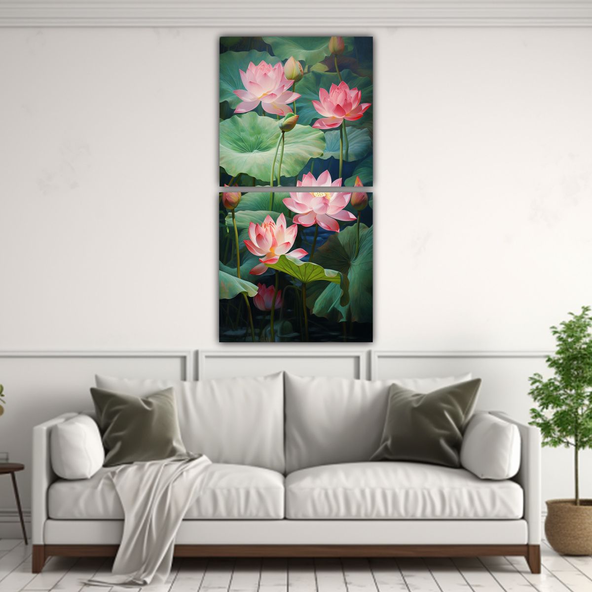 GENERICO - Pintura Abstracta De Flores De Loto En Tela 20x40 Cm