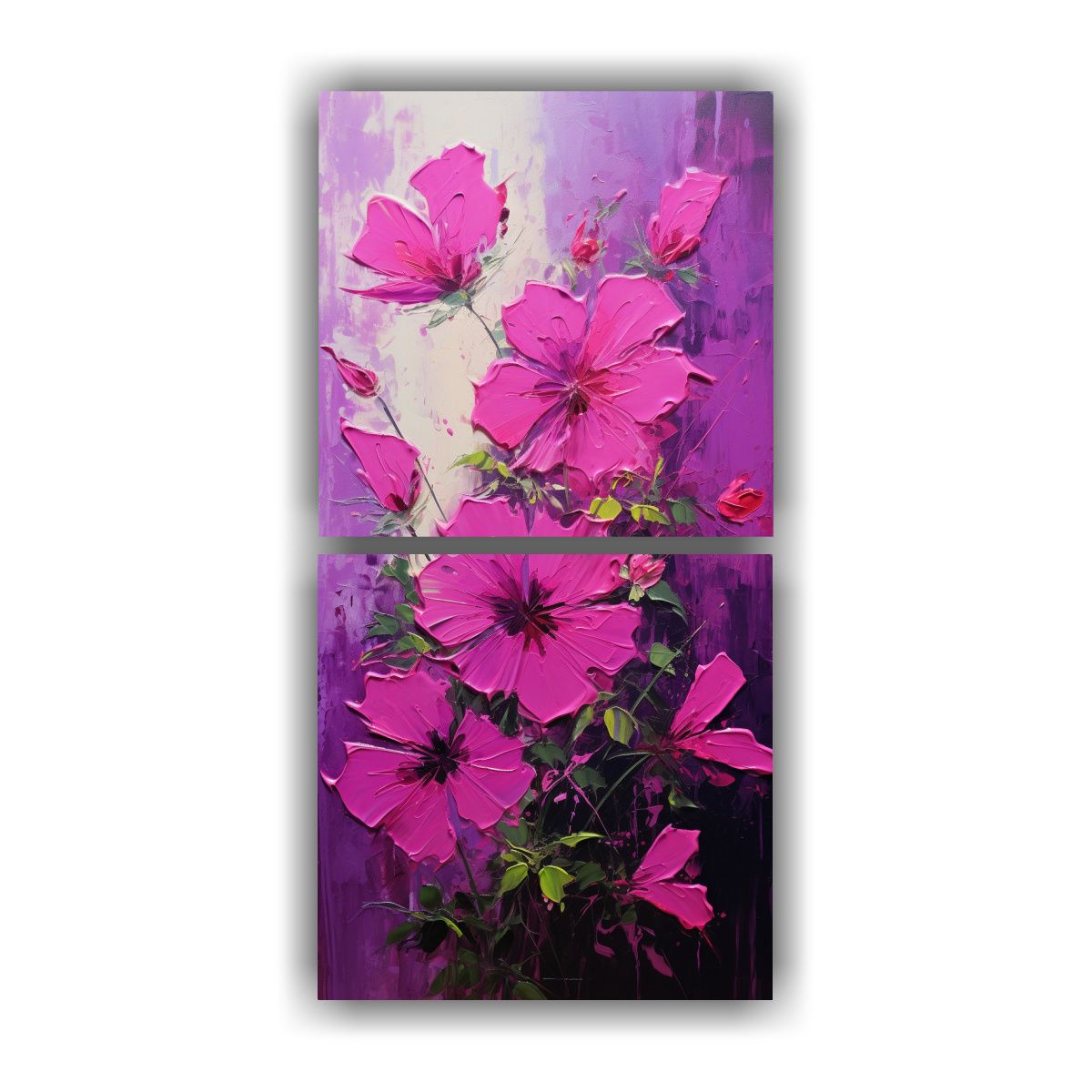 GENERICO - Pintura En Lienzo De Flores En Colores Magenta 2 60x120 Cm