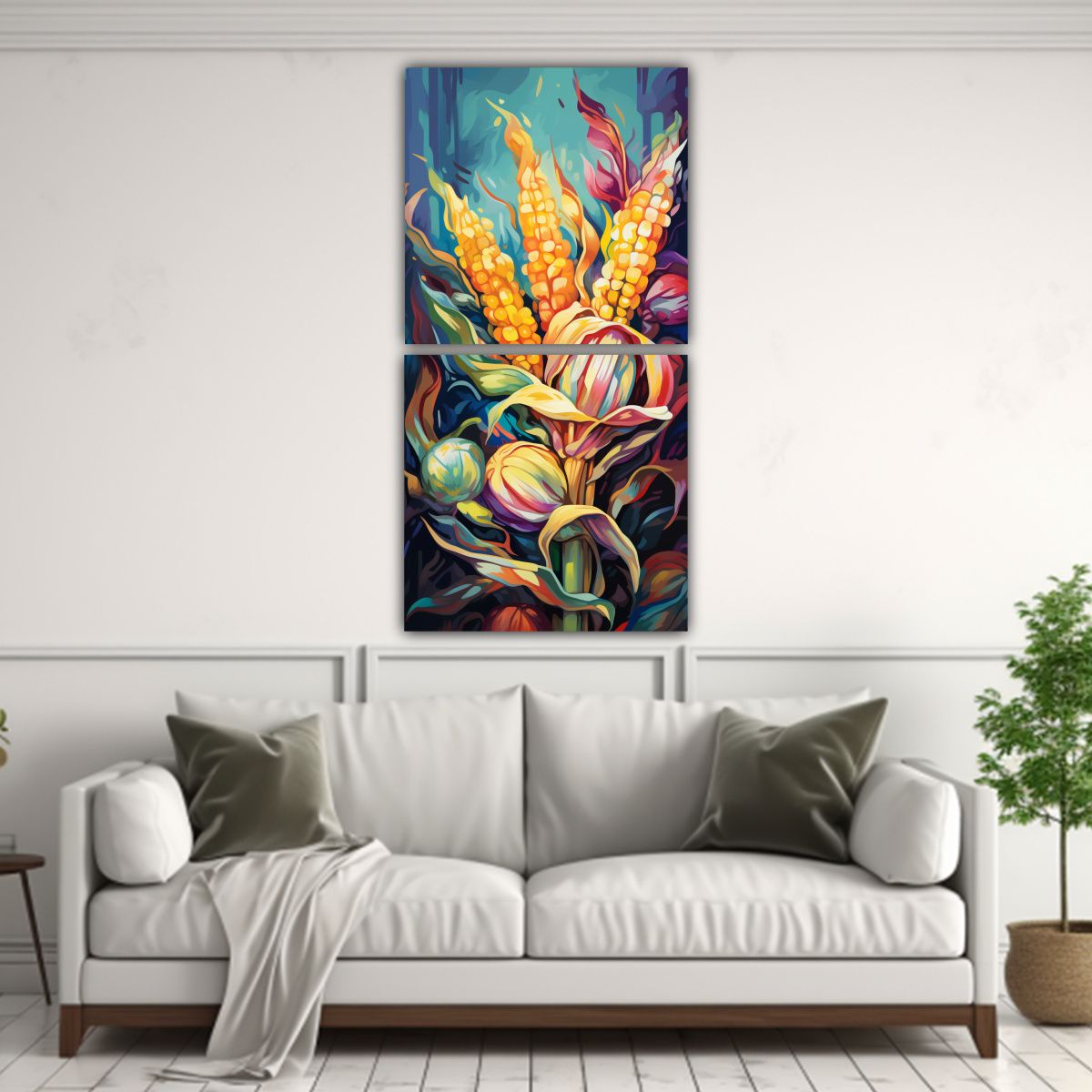 GENERICO - Cuadro Colores Reflejo Maíz En Tonos Apagados 50x100 Cm