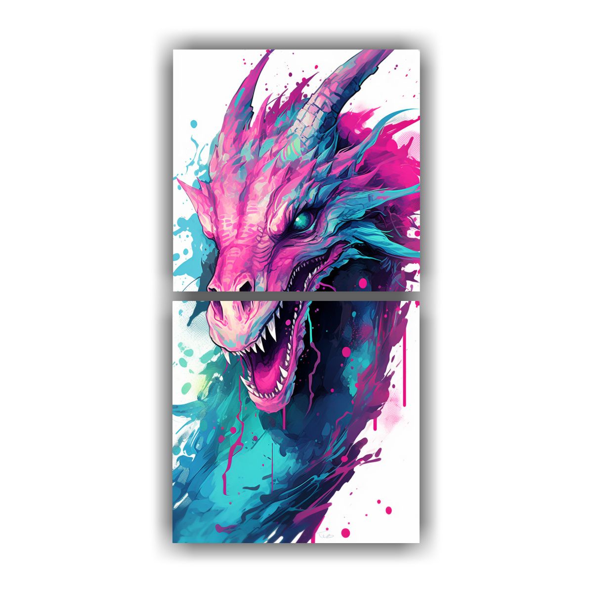 GENERICO - Set 2 Lienzos Tonos Turquesa Y Rosa Pop Art Neo 50x100 Cm