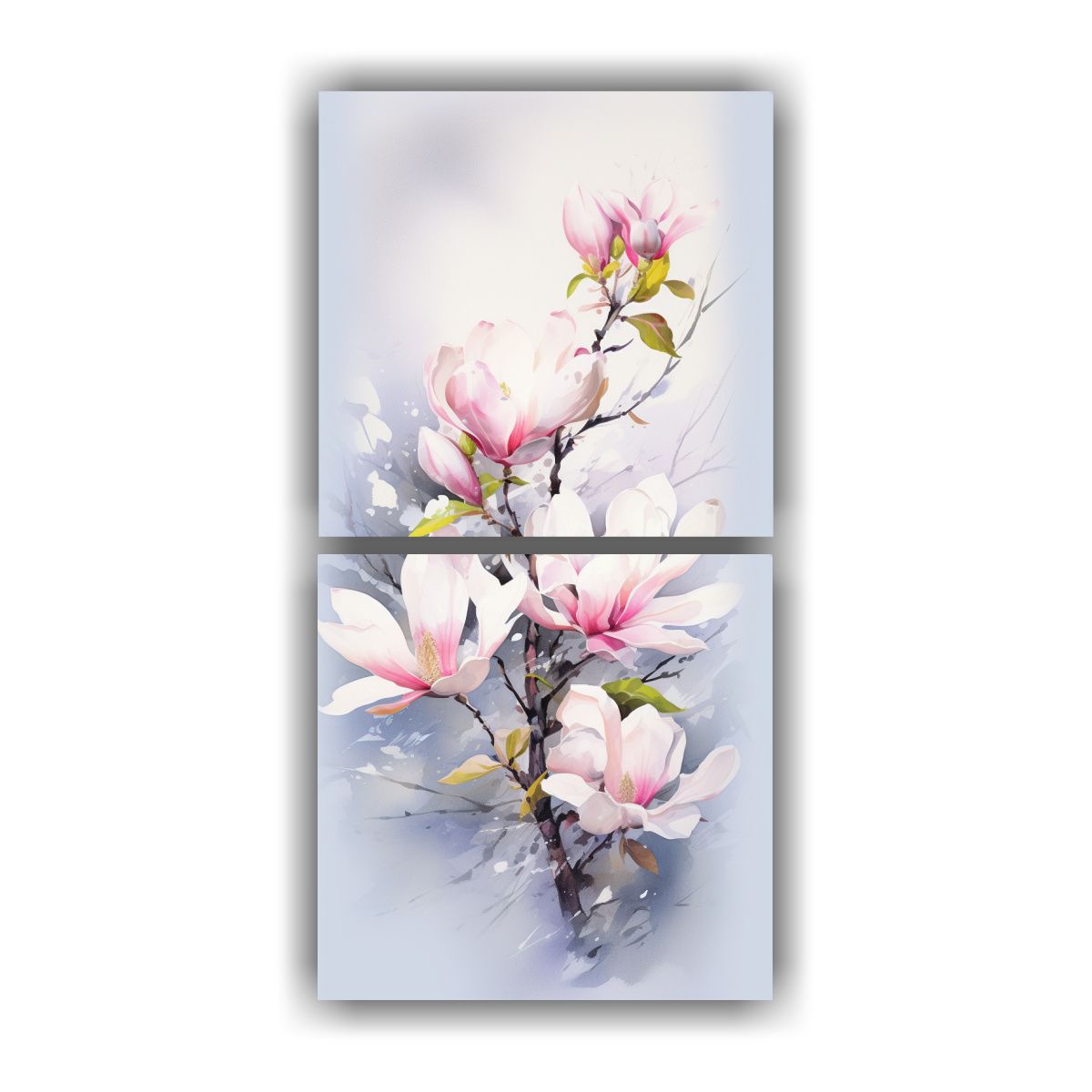 GENERICO - Conjunto 2 Arte Calidos Floral Magnolias Blanco Y 30x60 Cm