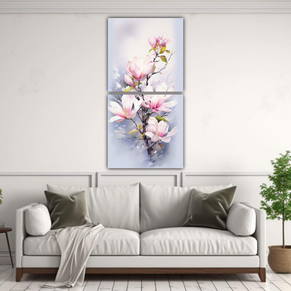 GENERICO - Conjunto 2 Arte Calidos Floral Magnolias Blanco Y 30x60 Cm