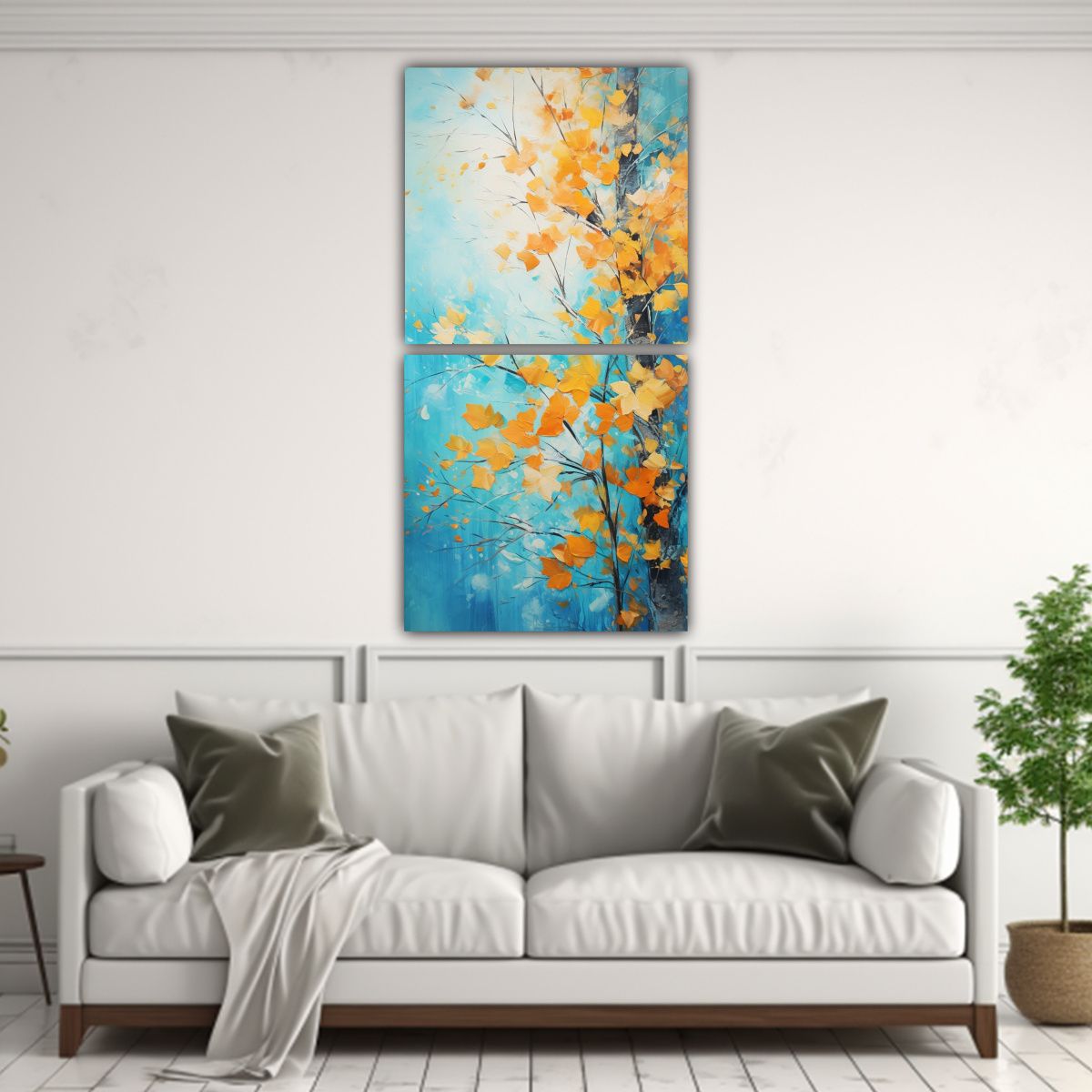 GENERICO - Cuadro Vintage Belleza De Árboles De Arce Set 2 30x60 Cm