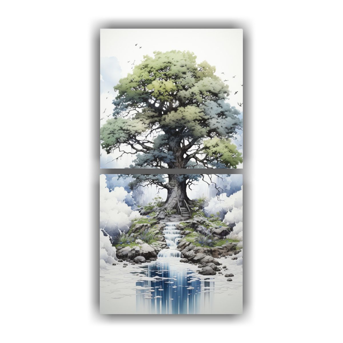 GENERICO - Pintura Abstracta De árbol Blanco Y Negro Estilo 50x100 Cm